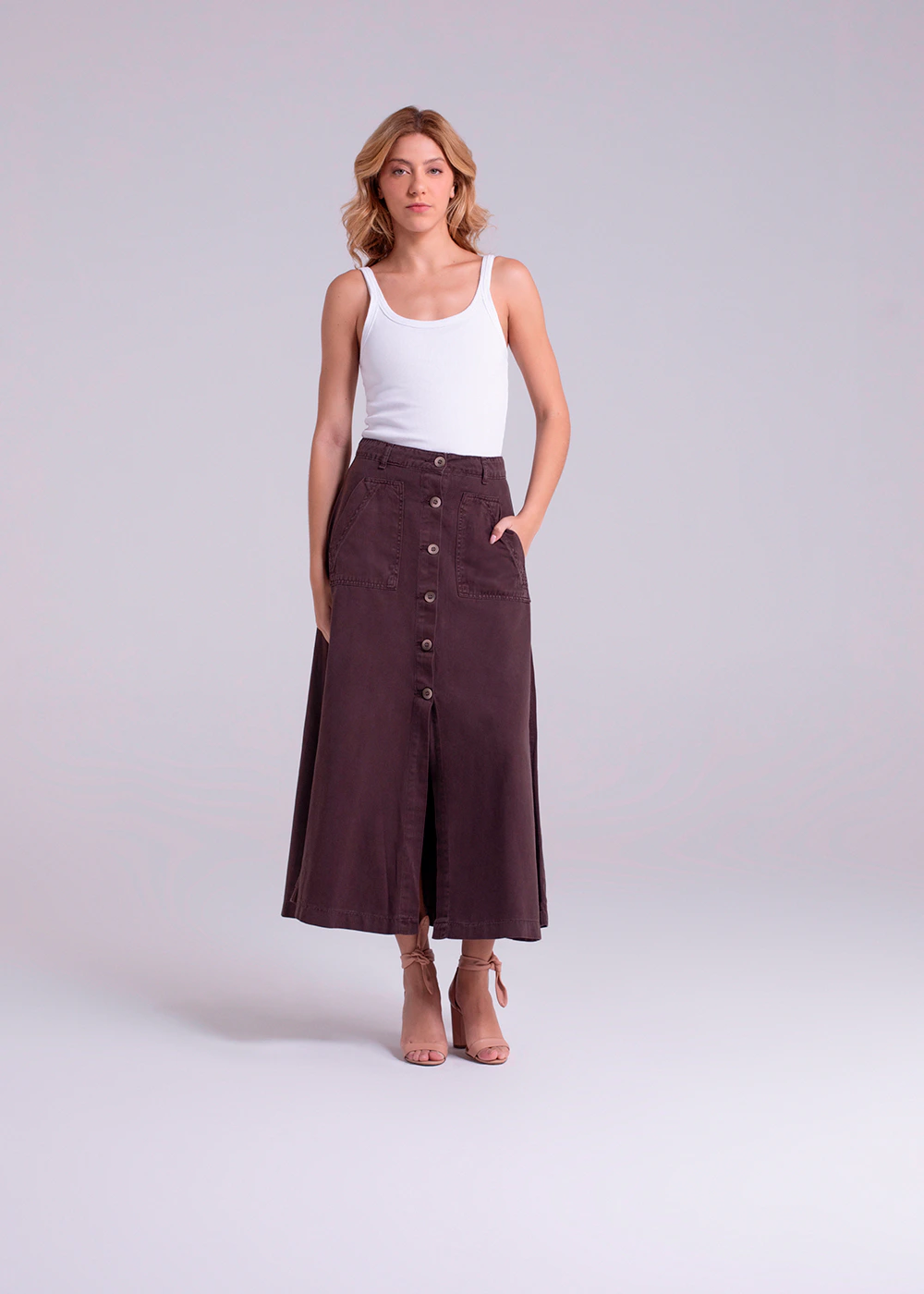 Saia Sarja Sawary Longa - 282998 MARROM