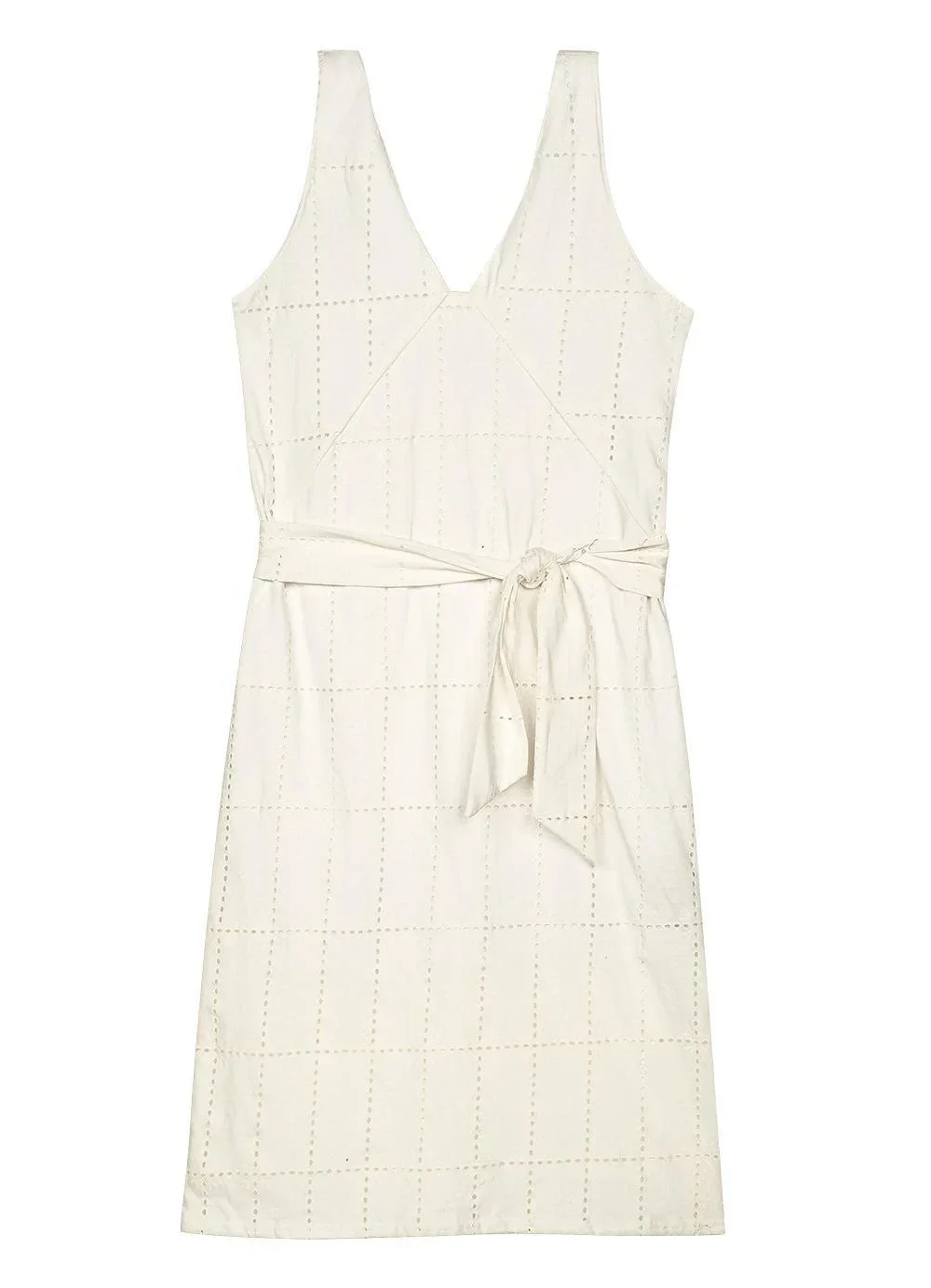 Marialícia - Vestido Midi Feminino Devorê com Faixa Bege