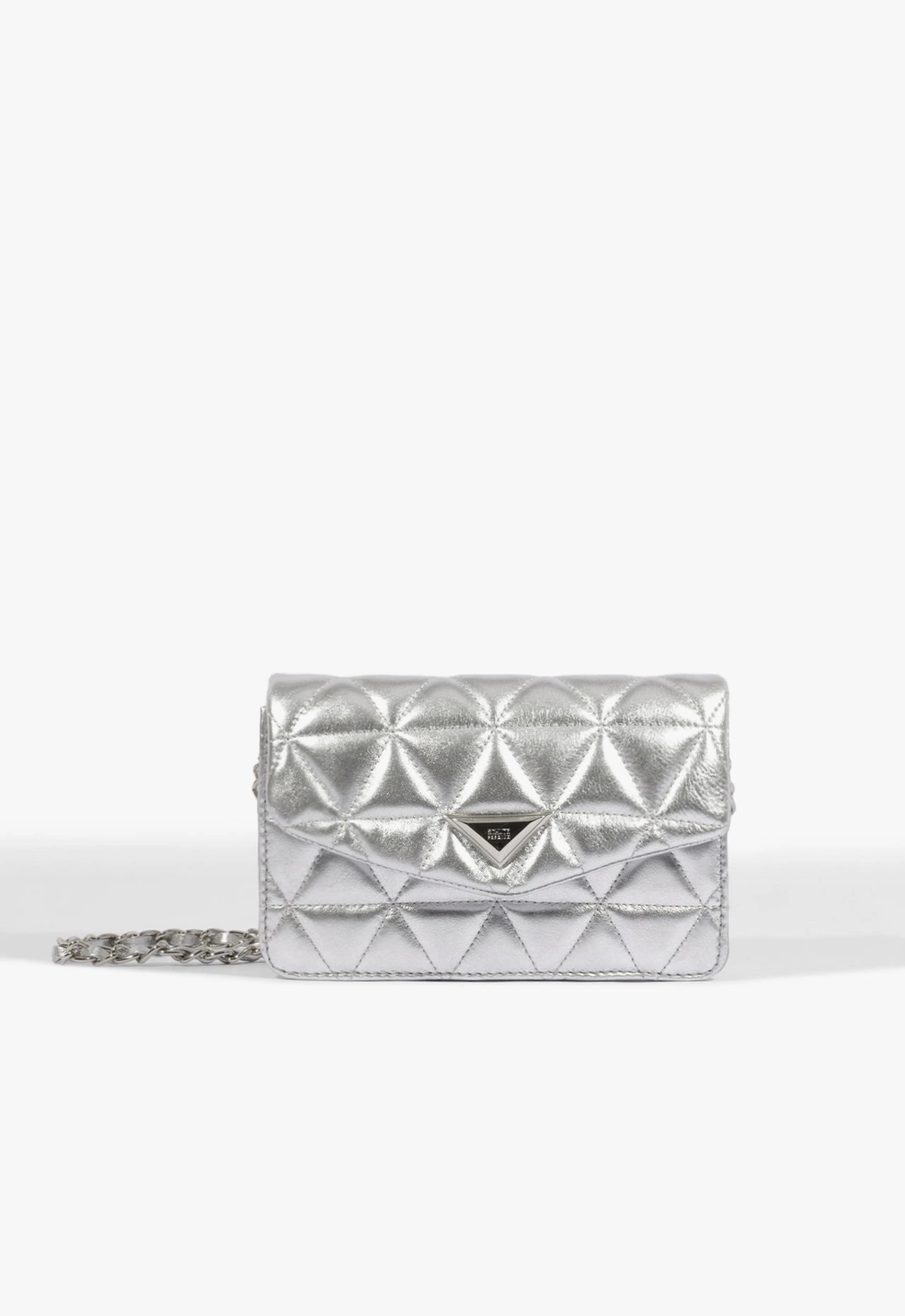 Bolsa Pequena Tiracolo 944 Matelassê Couro Prata
