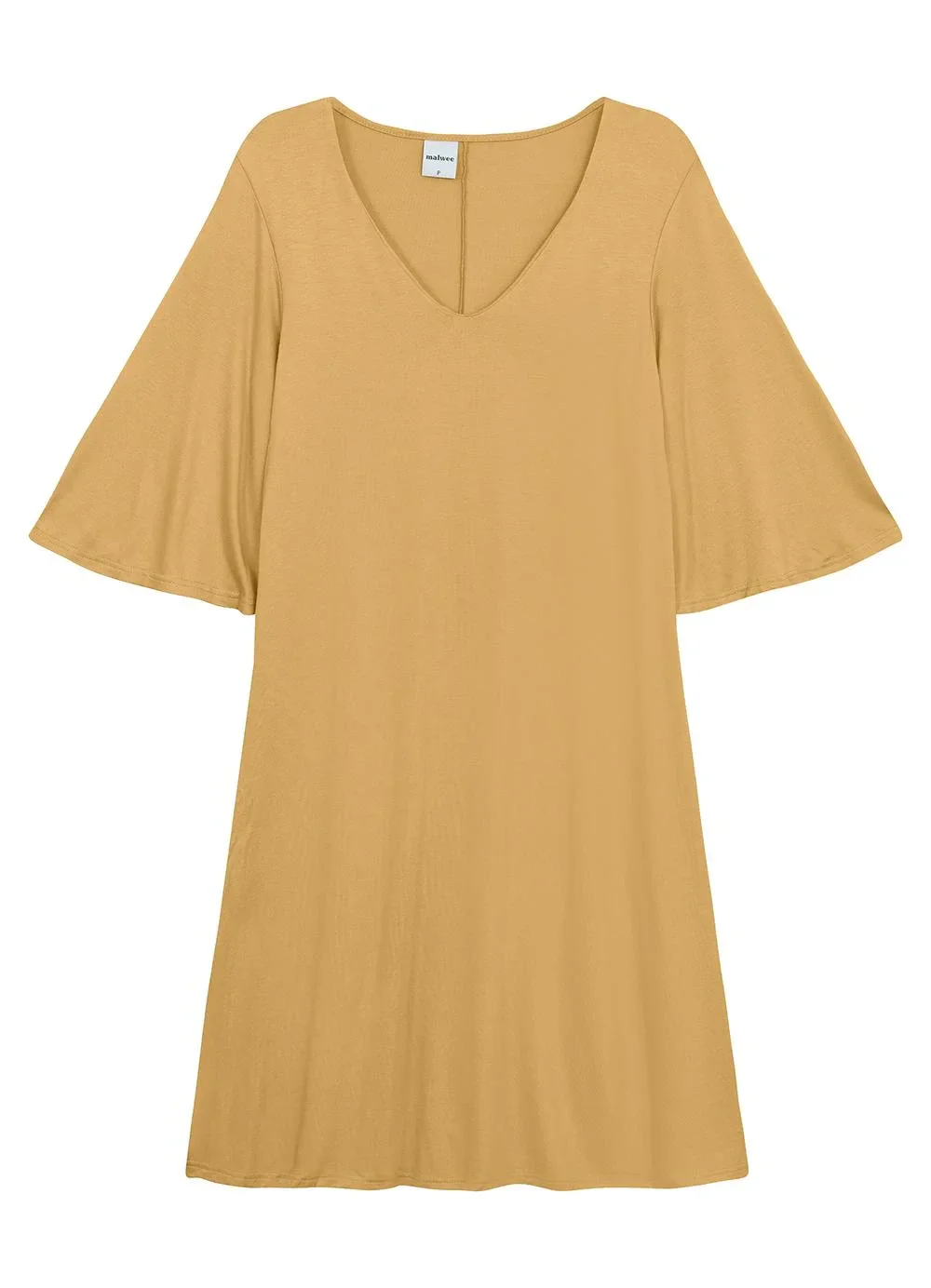 Malwee - Vestido Curto Amplo em Viscose Amarelo