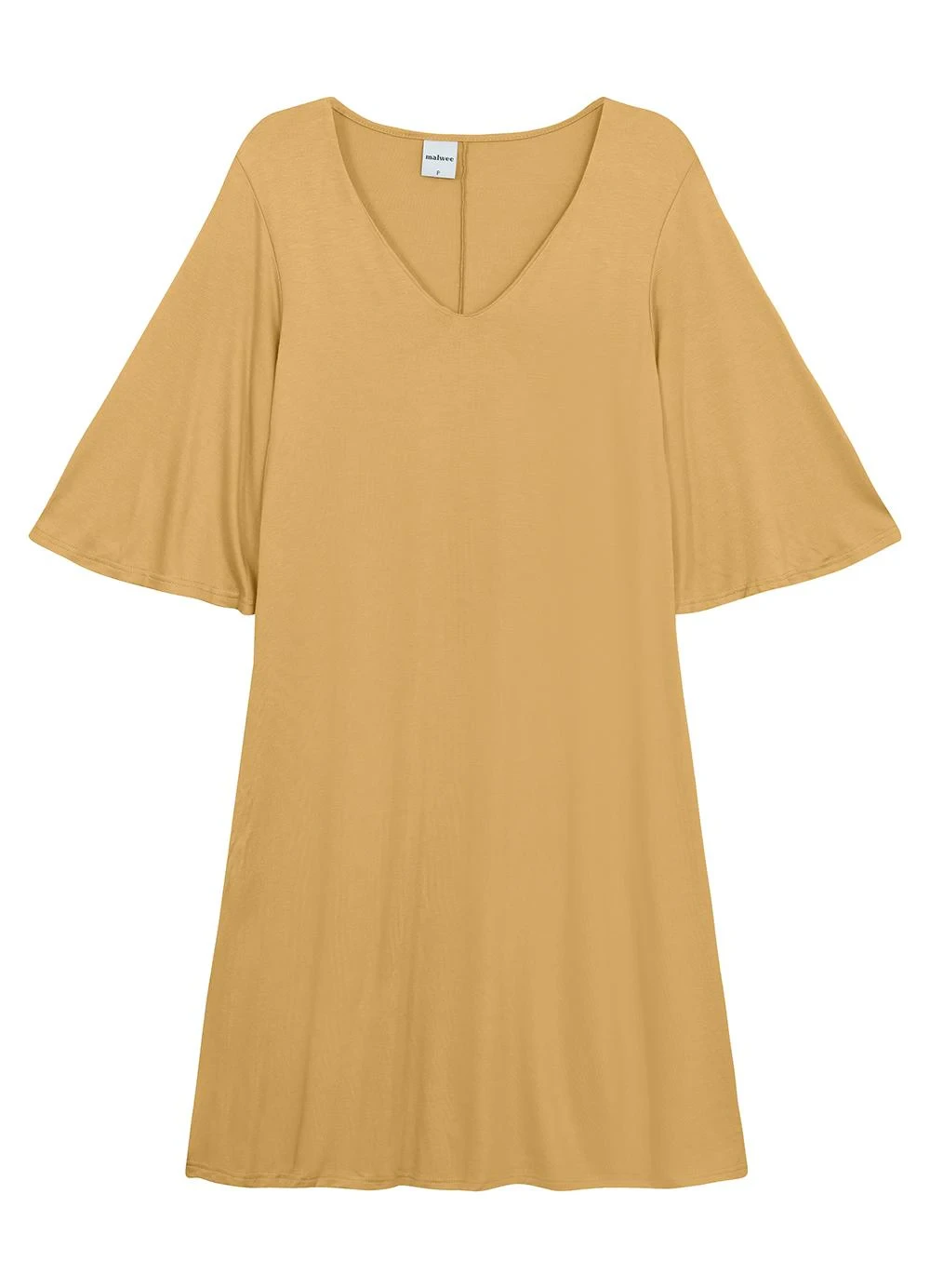 Malwee - Vestido Curto Amplo em Viscose Amarelo