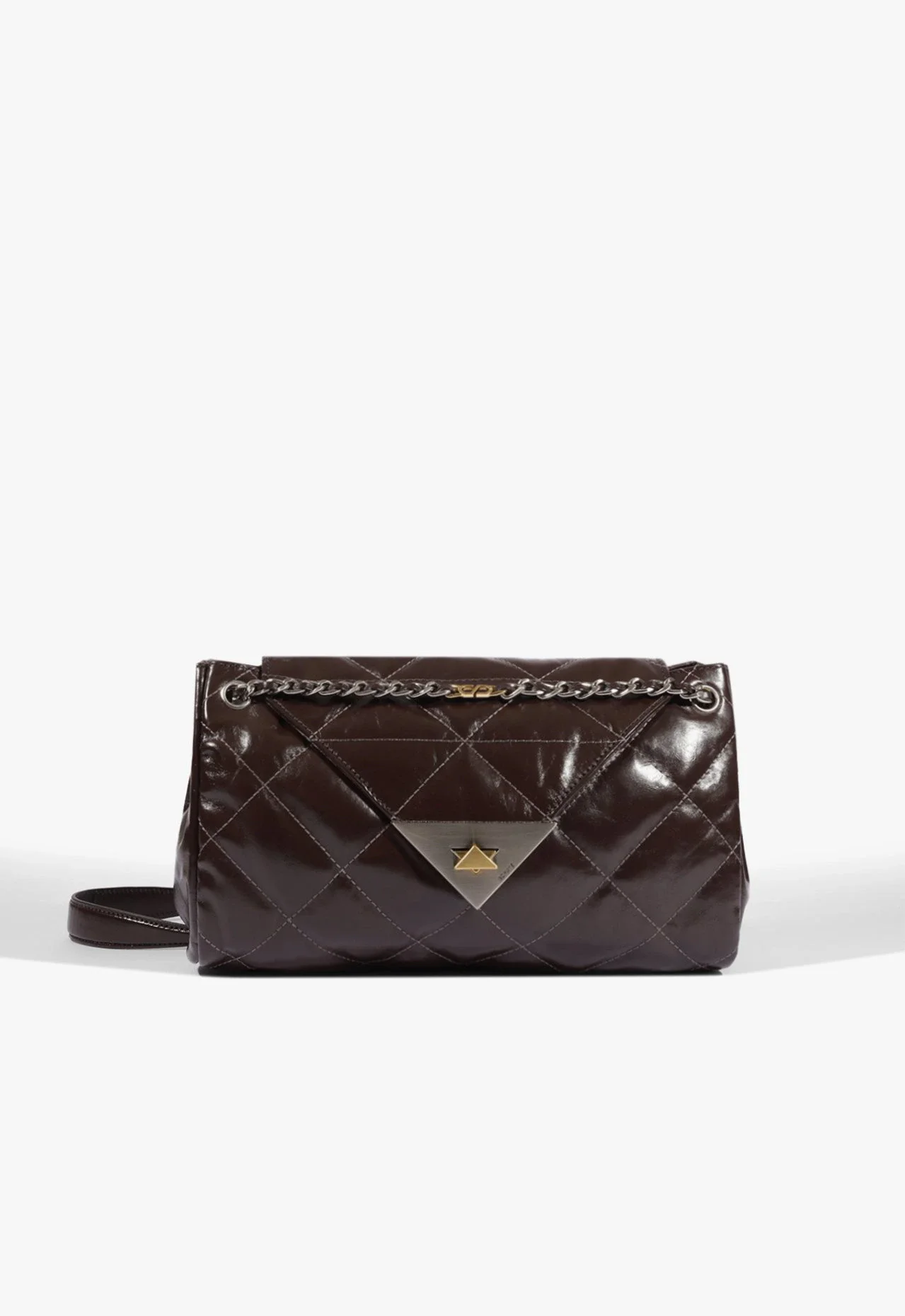 Bolsa Tiracolo S96 Média Couro Marrom Escuro