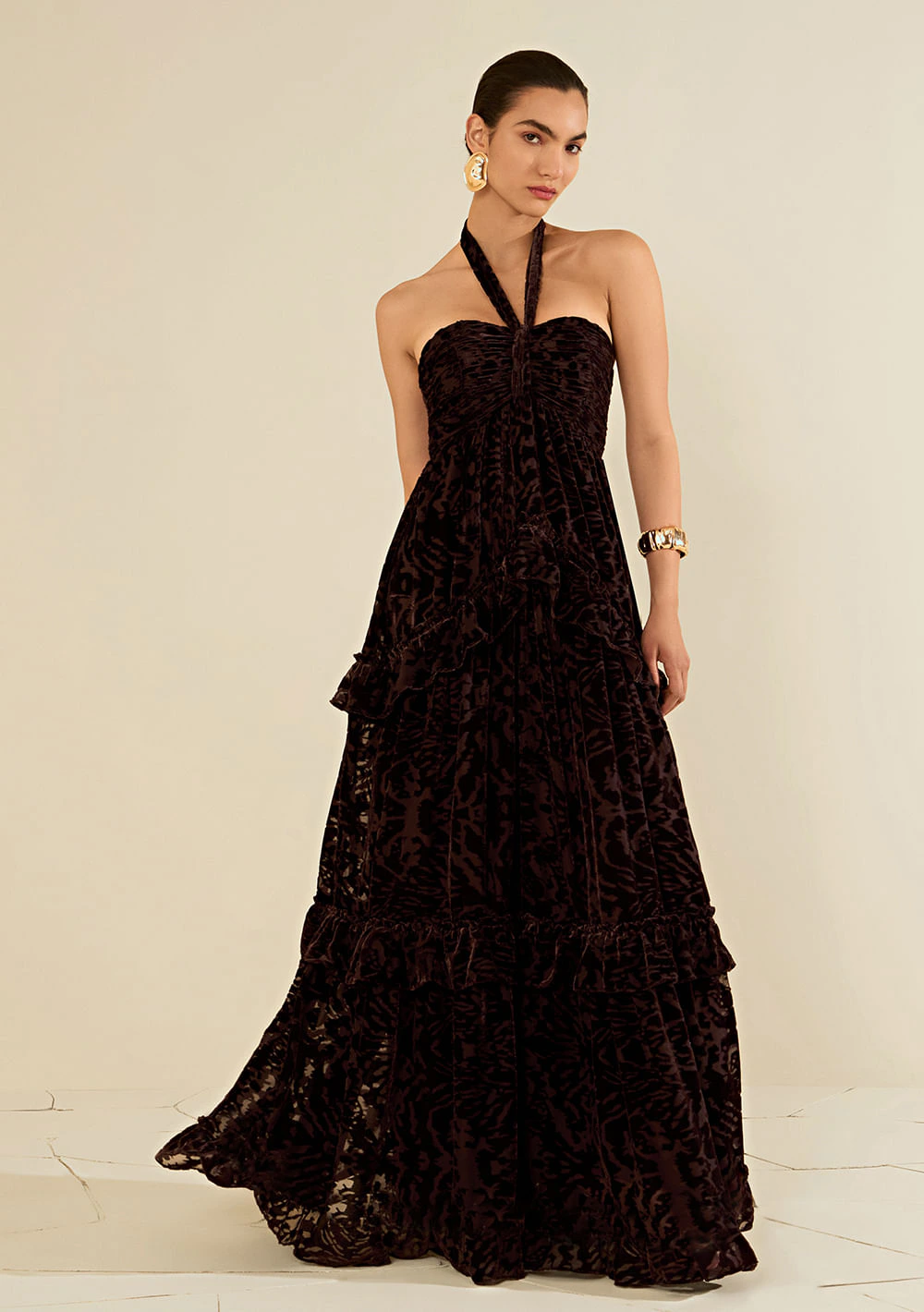 Vestido Longo Ébano Marrom