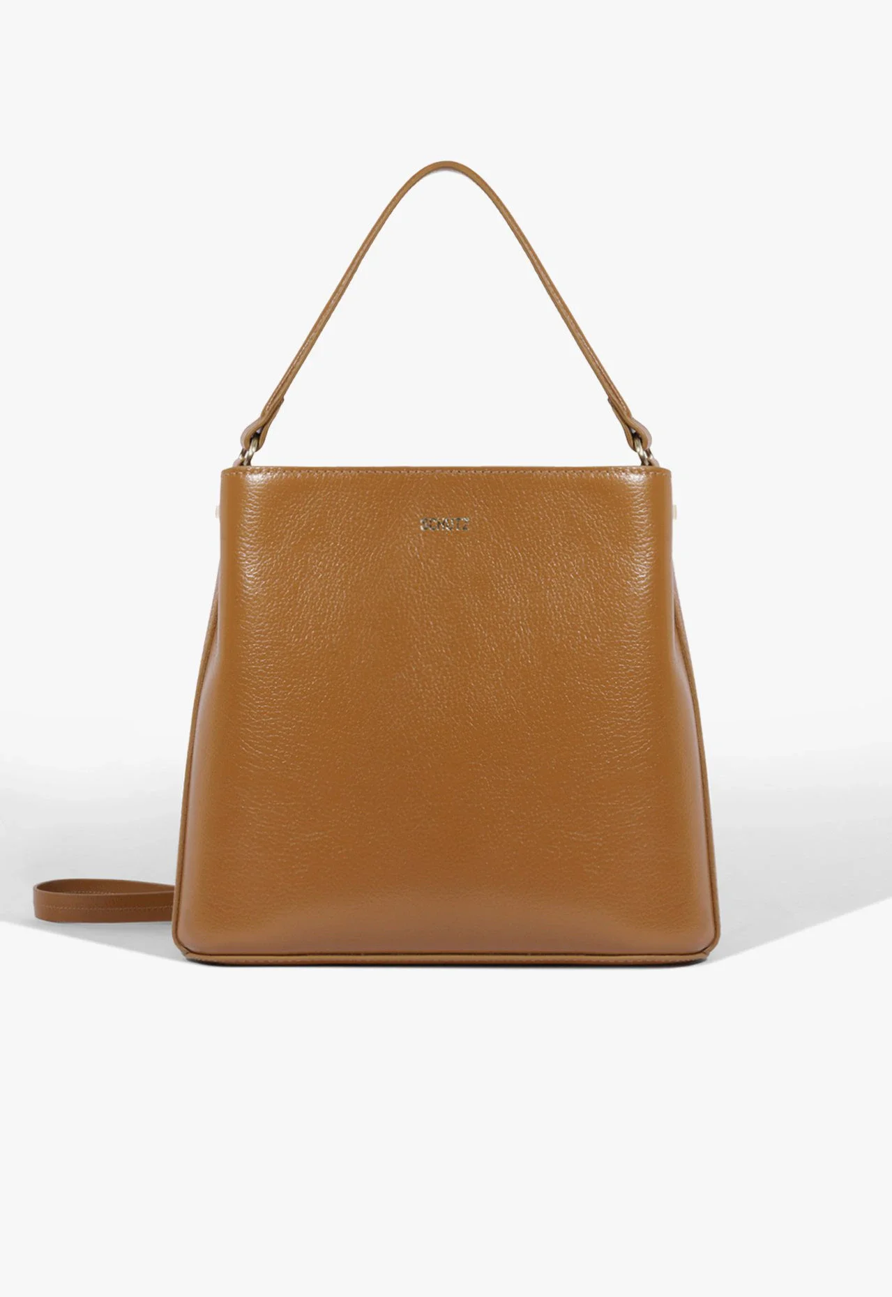 Bolsa Tiracolo Bucket Esther Média Couro Marrom