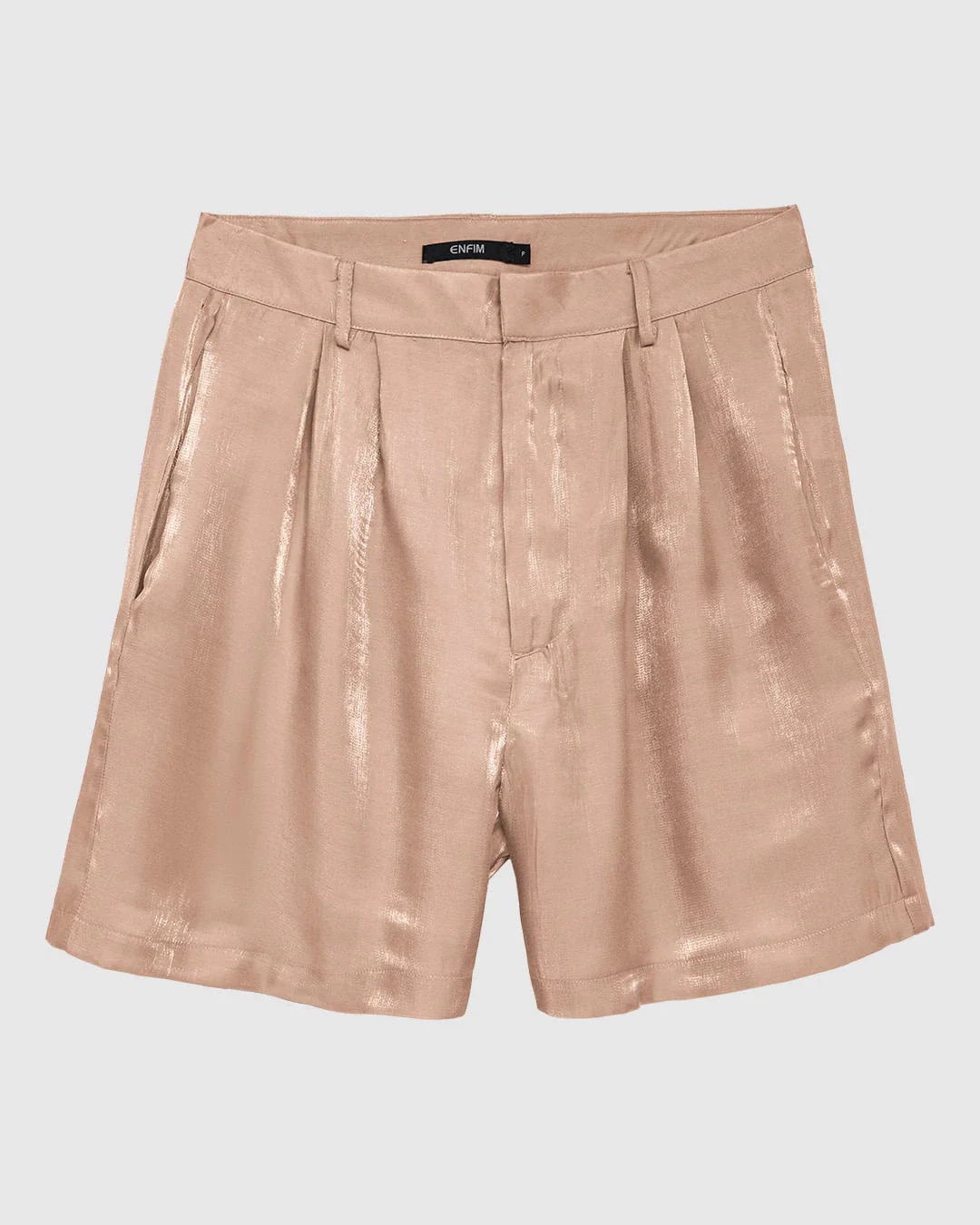 Shorts Feminino Evasê Bolso Funcional Em Tecido Acetinado Glow - ENFIM