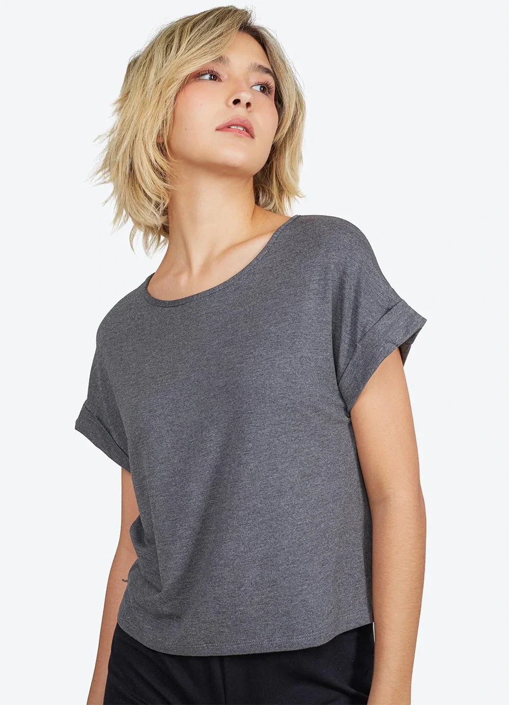 Basicamente - Blusa Manga Japonesa Feminina Mescla Escuro