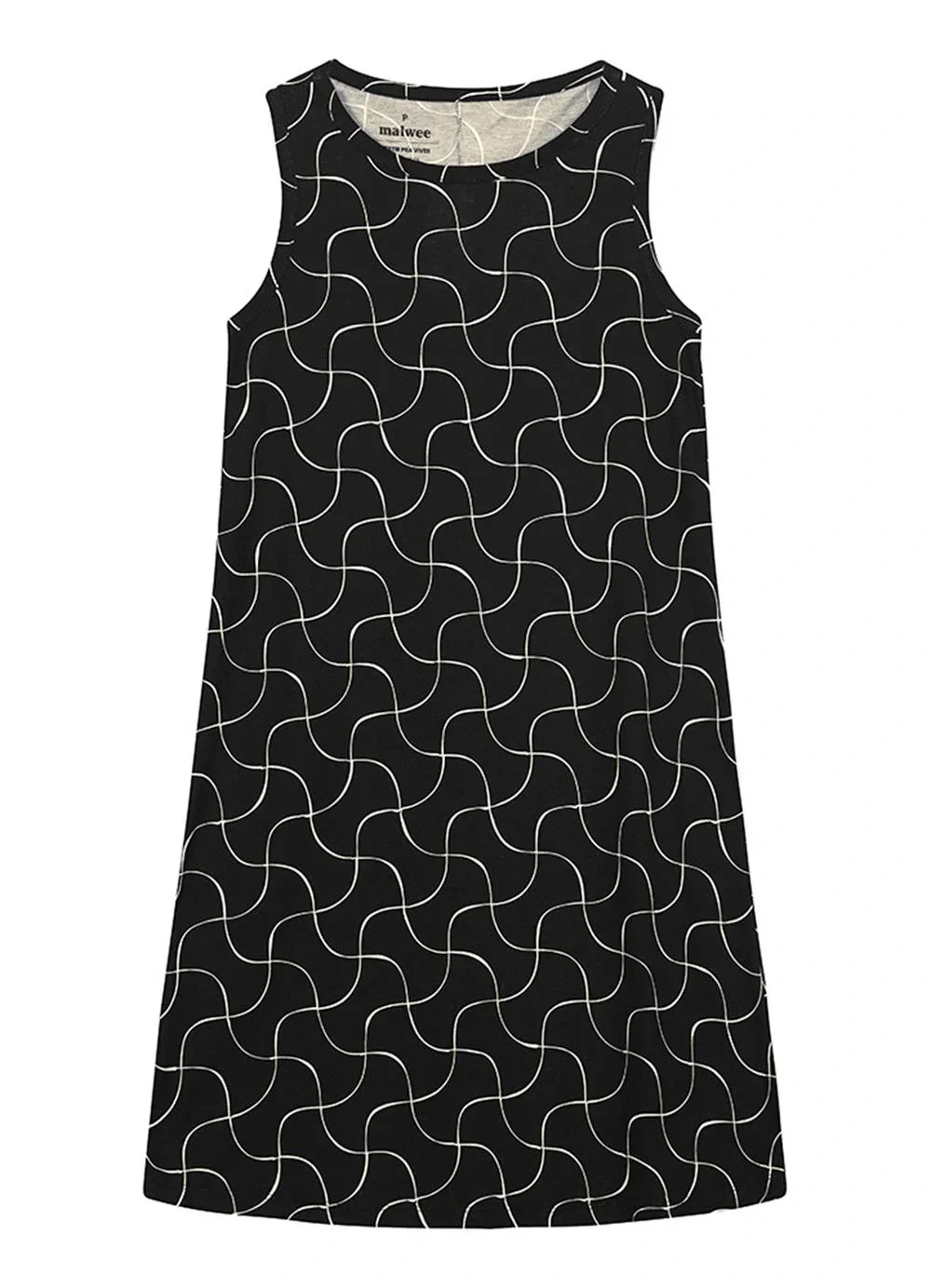 Malwee - Vestido Evasê Fine Line em Malha Preto