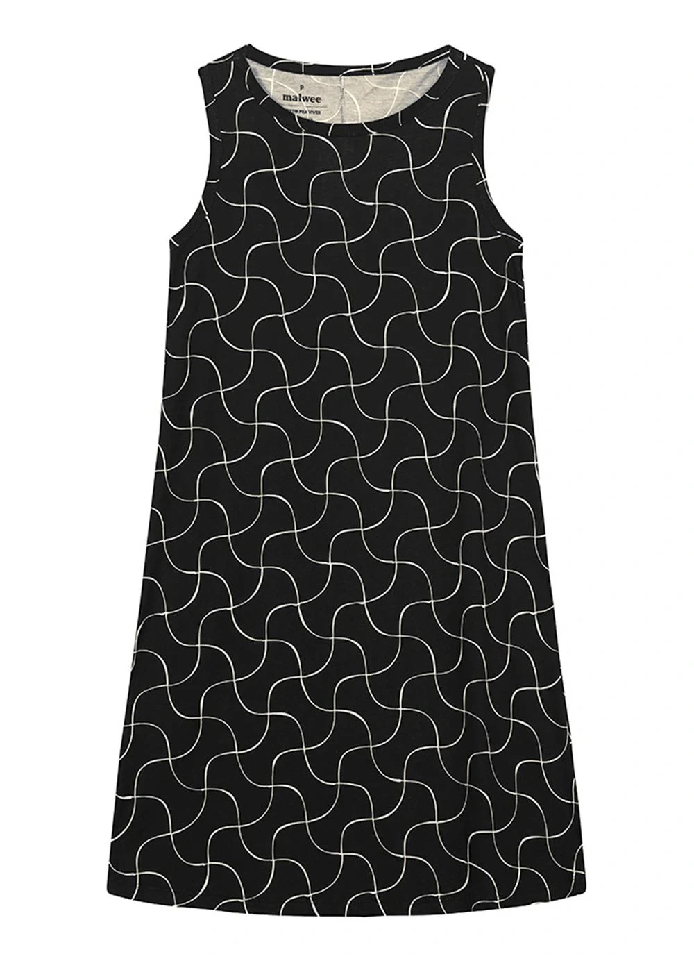 Malwee - Vestido Evasê Fine Line em Malha Preto
