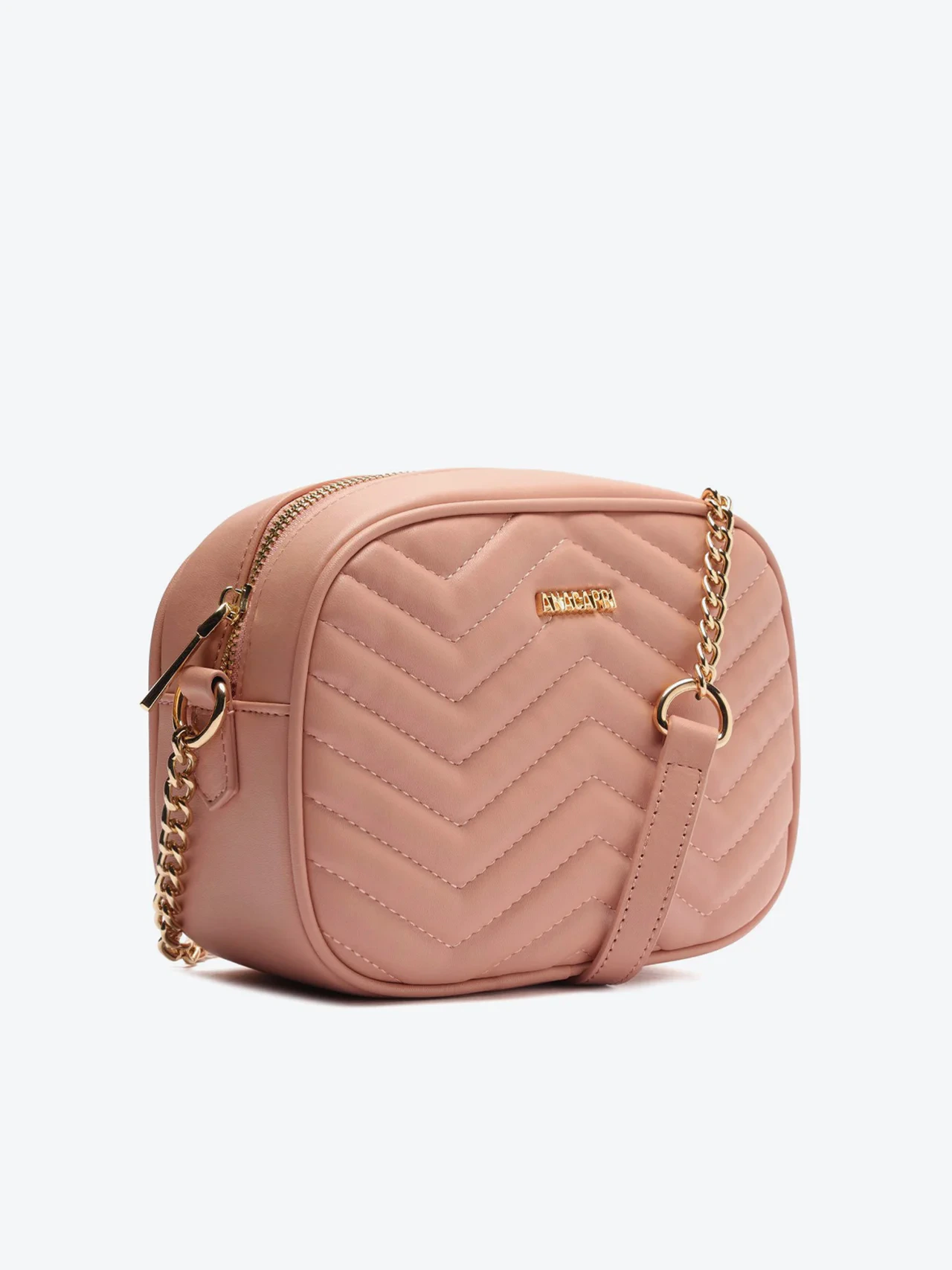 Bolsa Tiracolo Média Matelassê Zig Zag Rosa