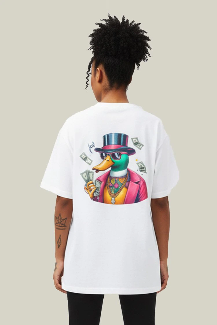 Camiseta Oversized Feminina Branca Algodão Prime WSS Dollar Duck Branco