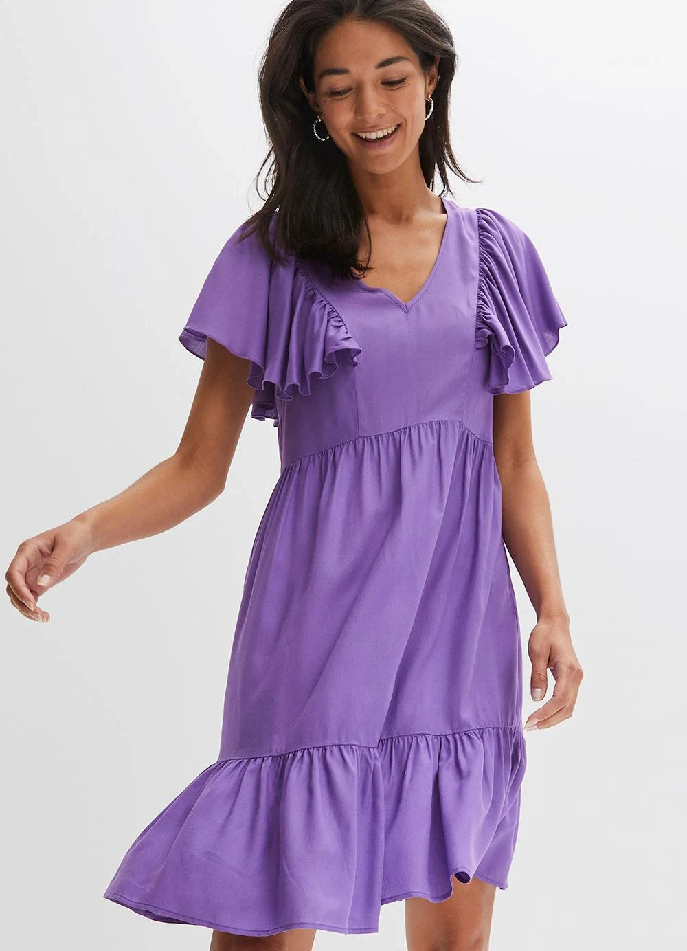 bonprix - Vestido Lilás em Viscose Plana