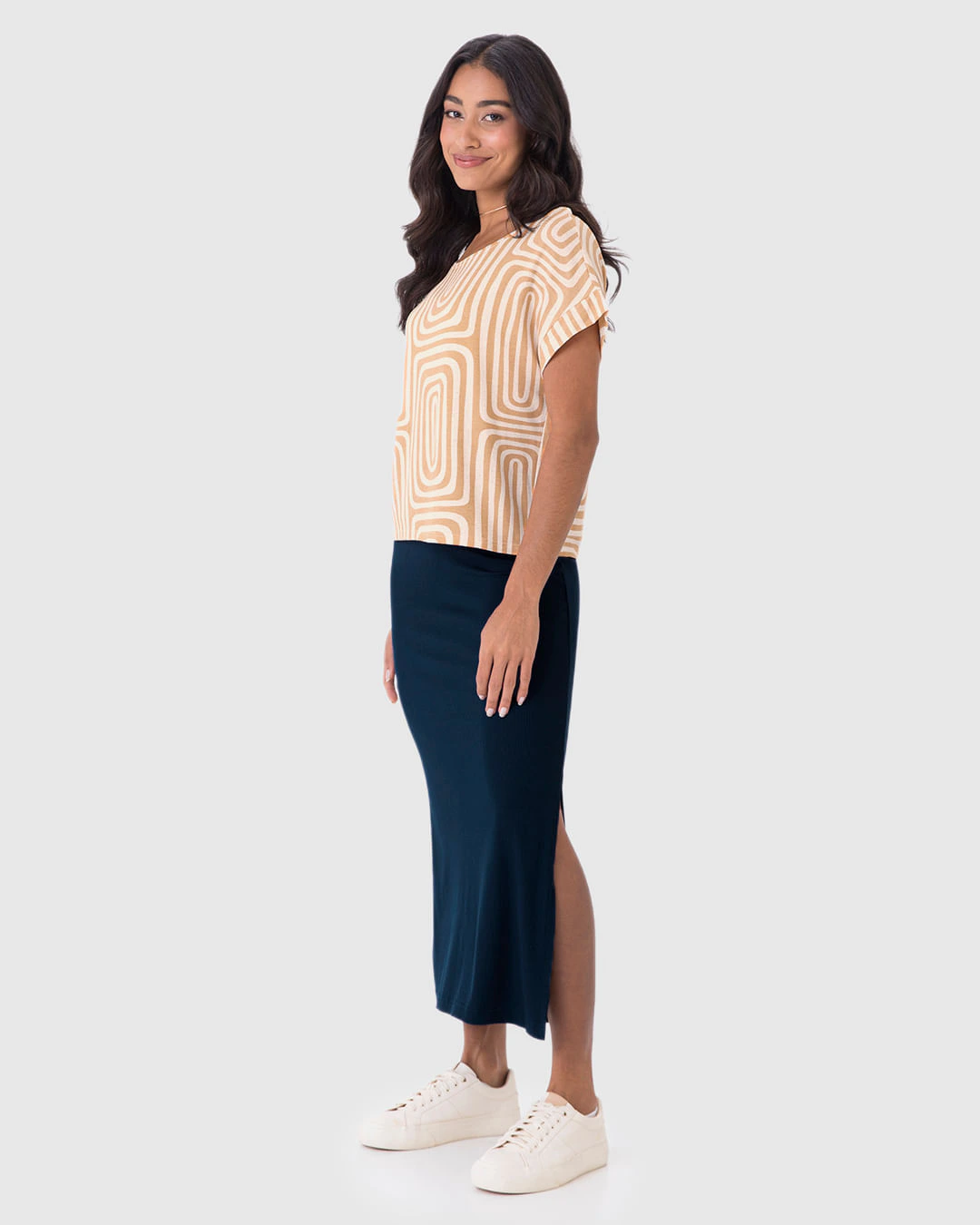Blusa Ampla Feminina Manga Curta Em Malha Viscolinho Stretch