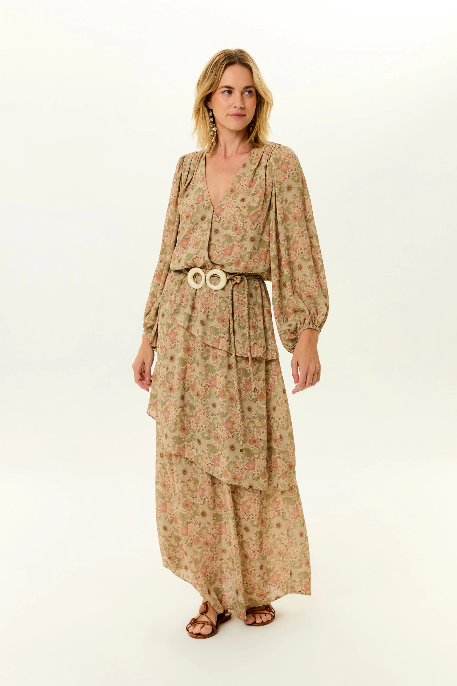Vestido Longo Ggt Estampa Horto