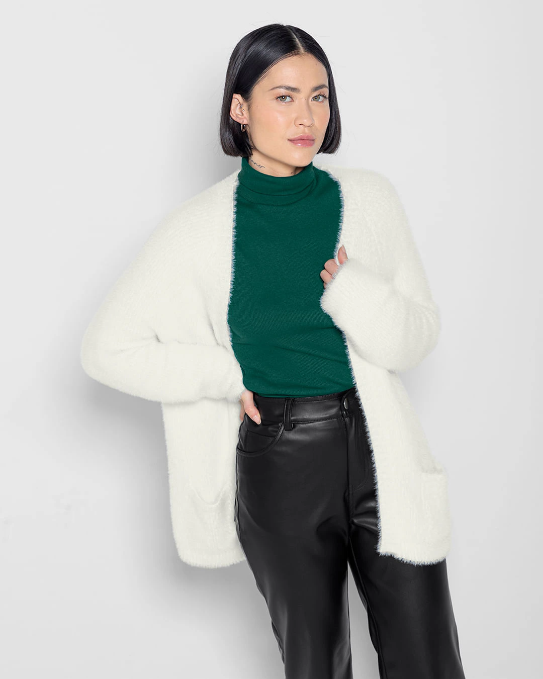 Cardigan Alongado Feminino Em Tricô Felpudo - ENFIM