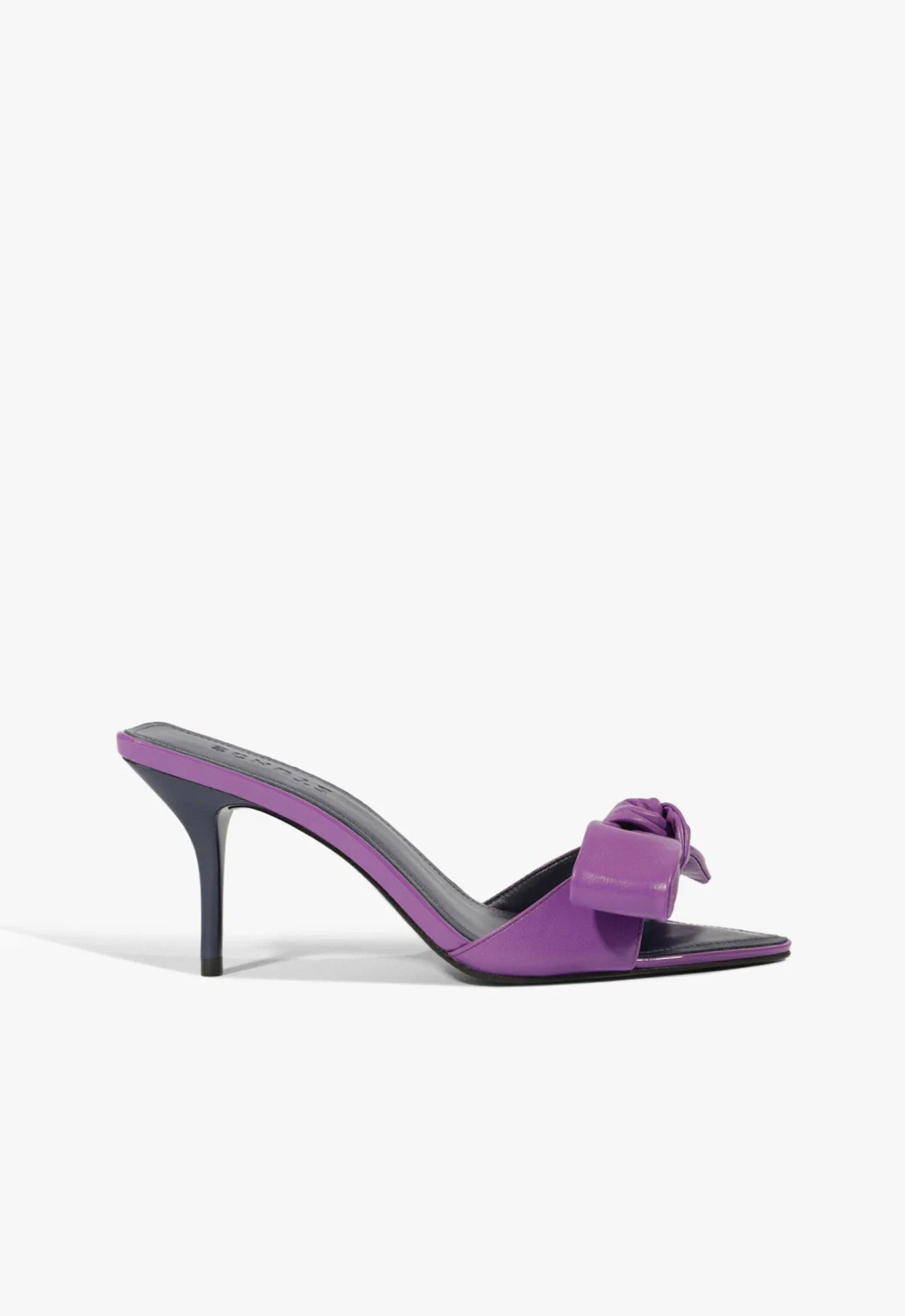 Tamanco Mule Elodie Bow Couro Roxo