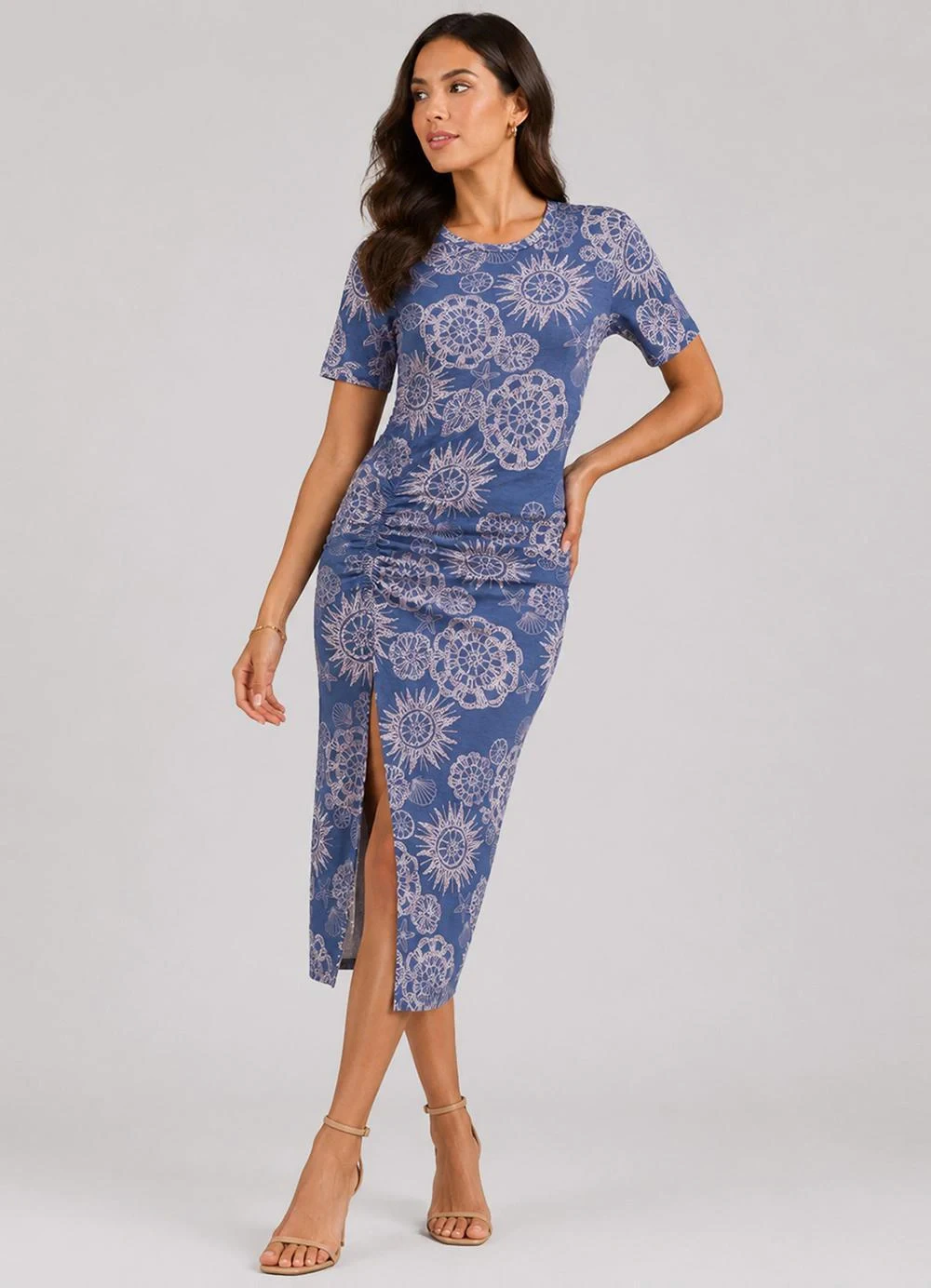 Infinita Cor - Vestido Midi Viscotorcion Rotativo Azul