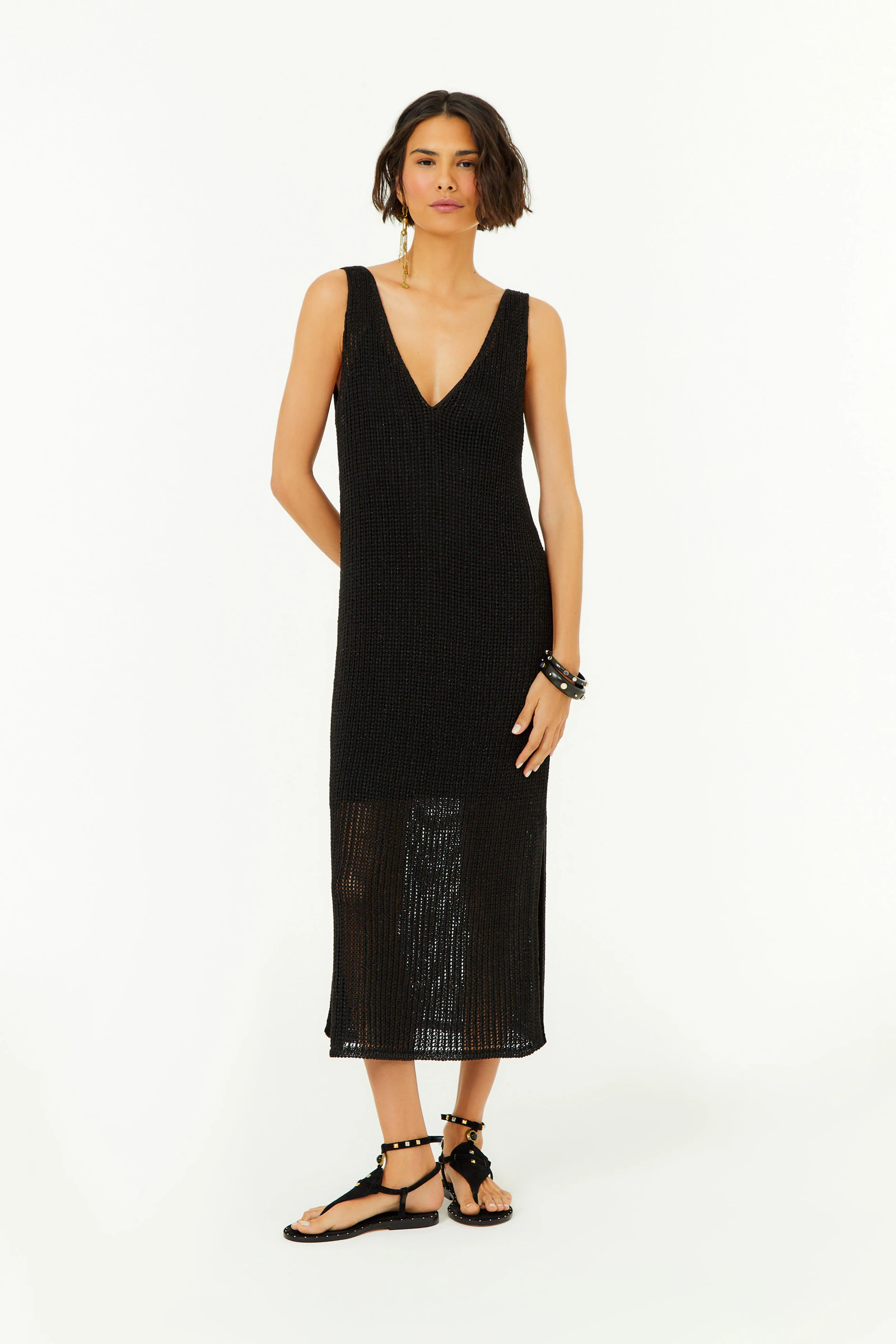Vestido Tricot Com Fendas
