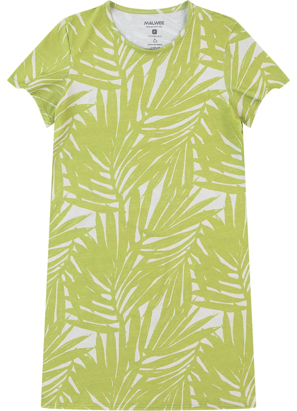 Malwee - Vestido Folhagens em Malha Verde Limão