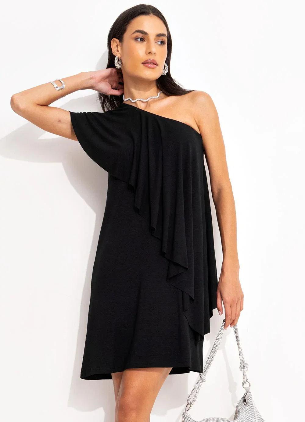 Quintess - Vestido Preto em Malha de Viscose