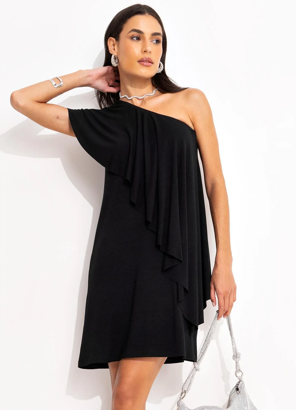 Quintess - Vestido Preto em Malha de Viscose