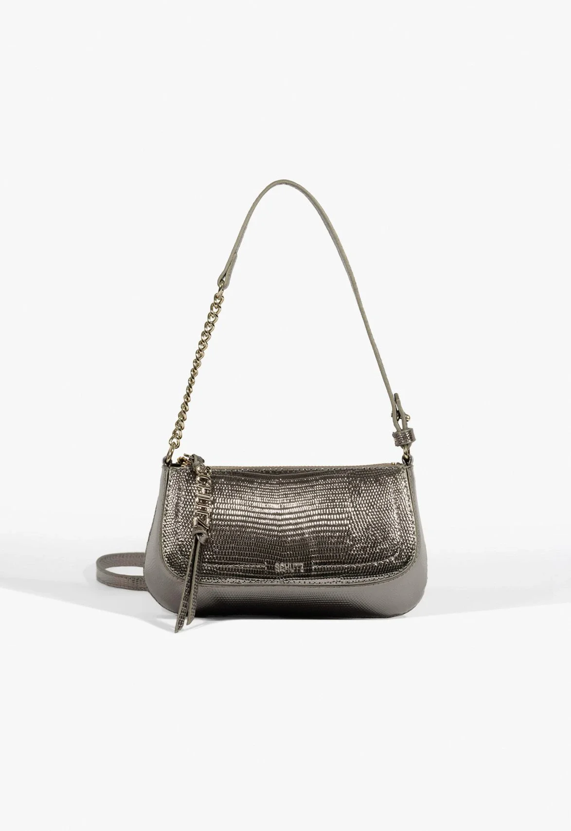 Bolsa Tiracolo Tina Croco Pequena Prata