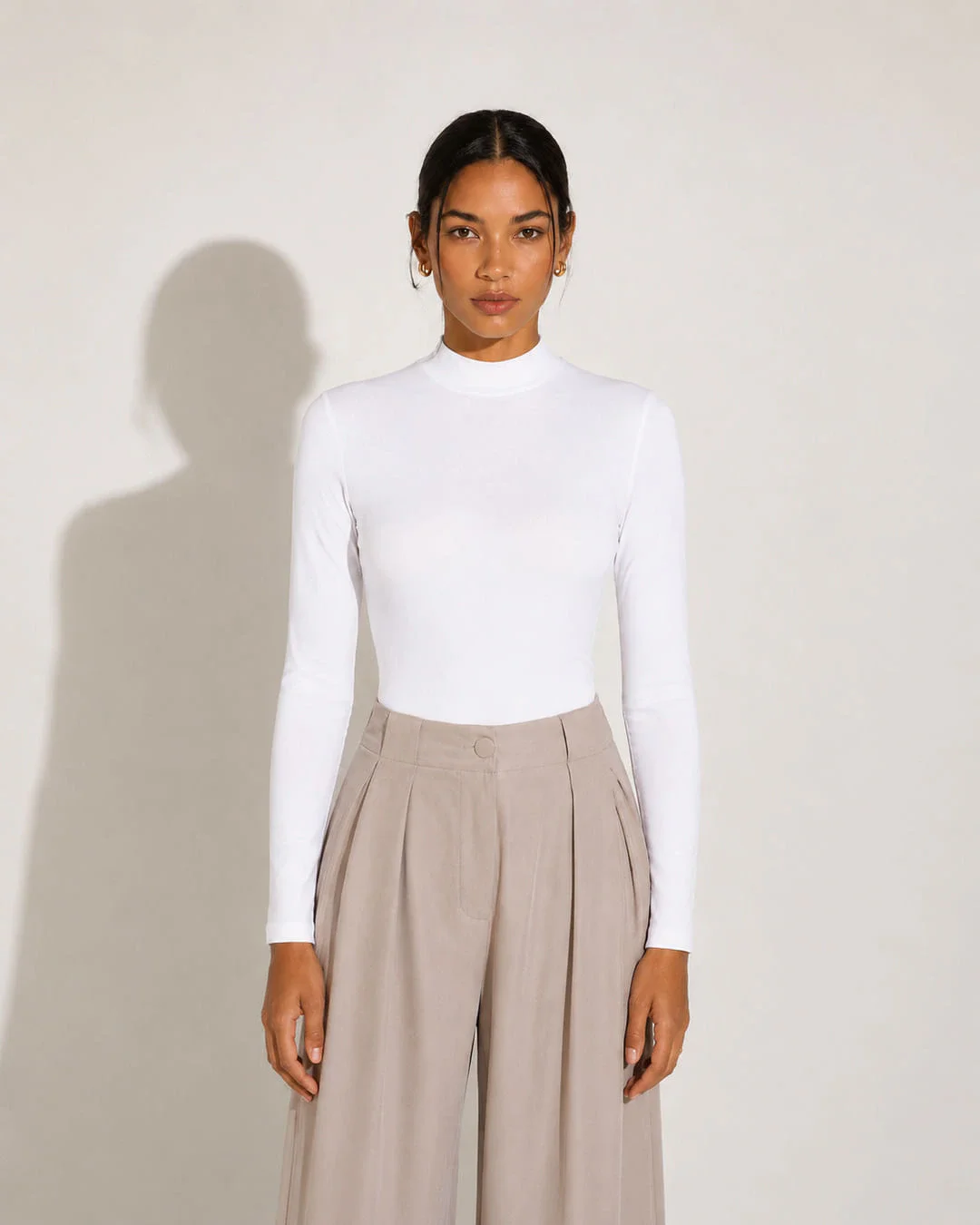 Blusa Canelada Viscose Gola Alta Feminina