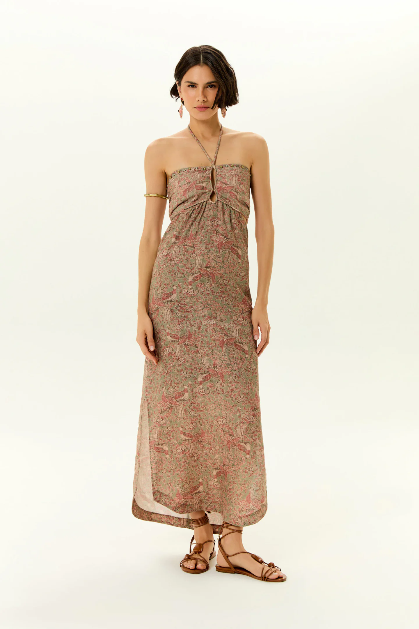 Vestido Midi Linho Estampa Condor