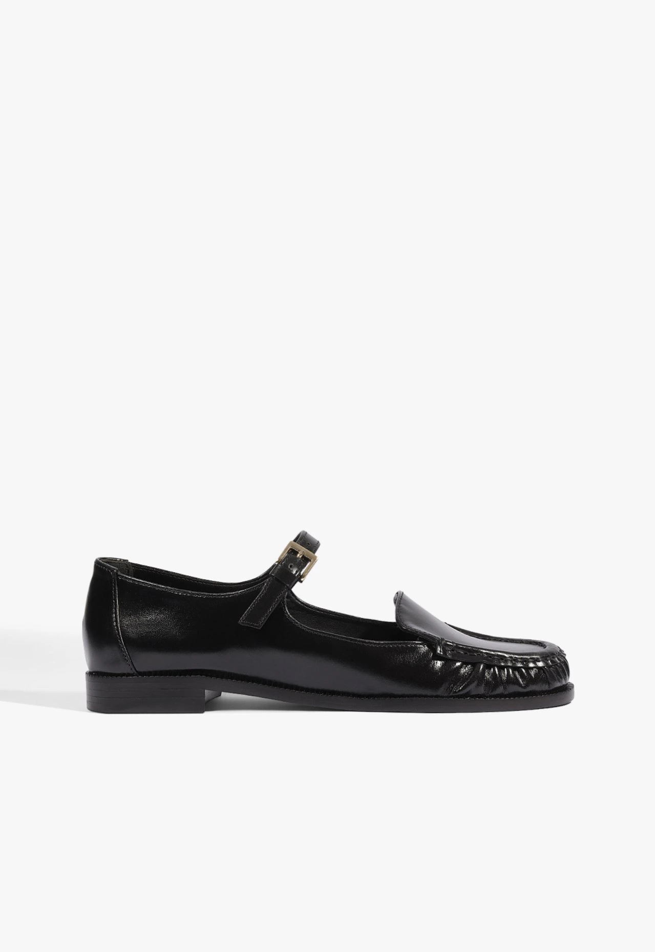 Mocassim Tyla Buckle Couro Preto