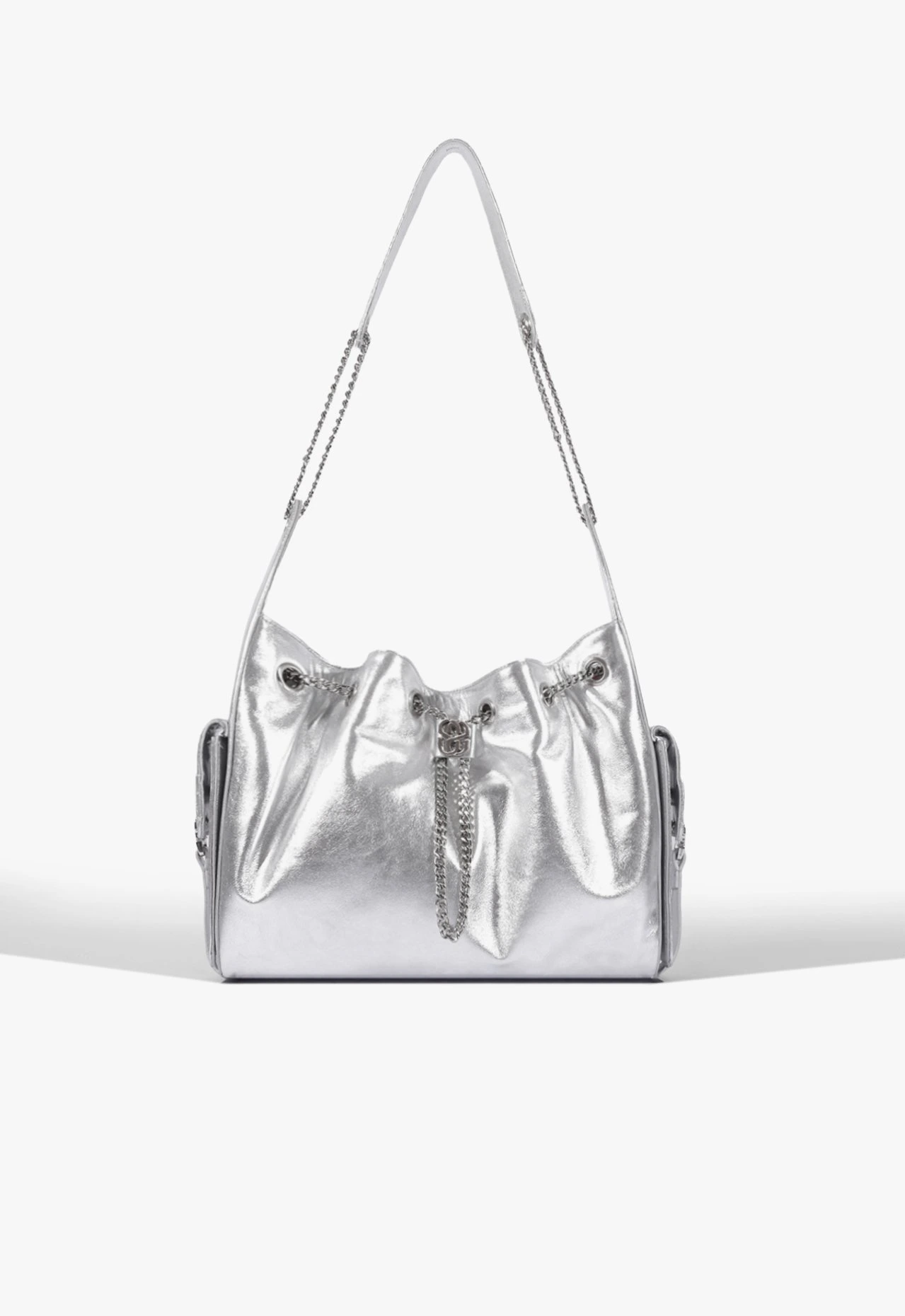 Bolsa Shoulder Lilibet Média Couro Prata
