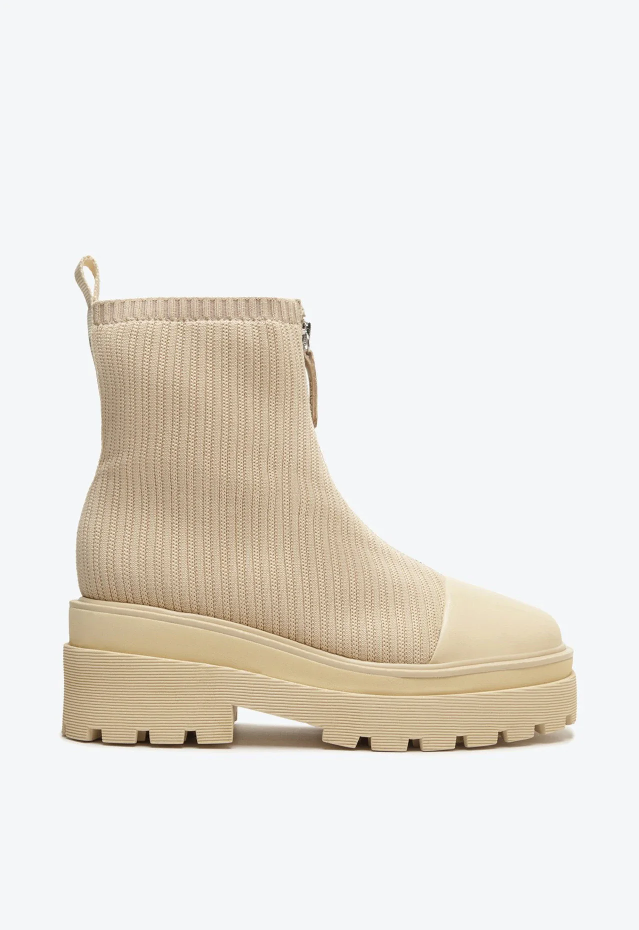 Bota Knit Maddie Tratorada Branca