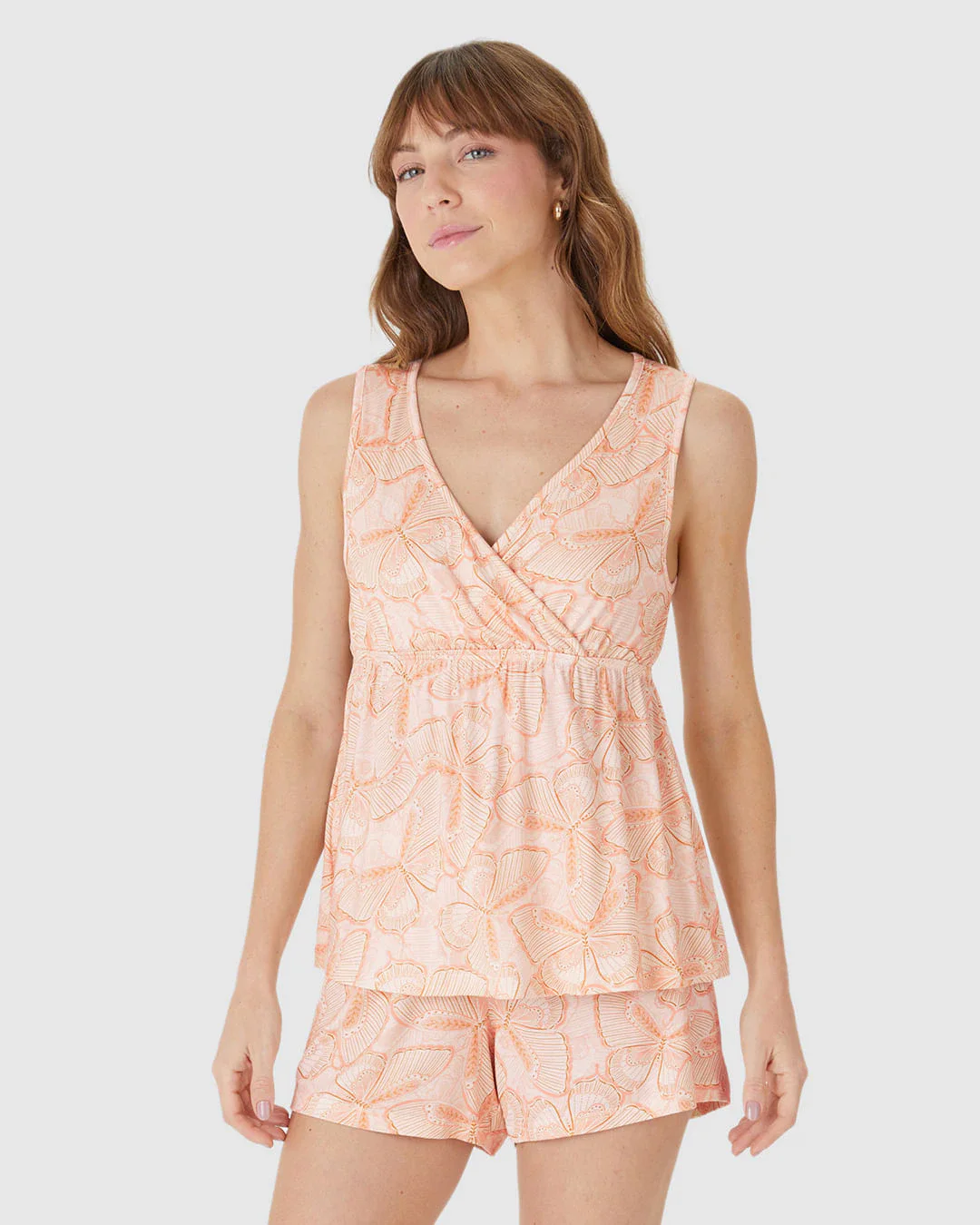 Pijama Curto Feminino Gestante Abertura Frontal Em Viscose Stretch
