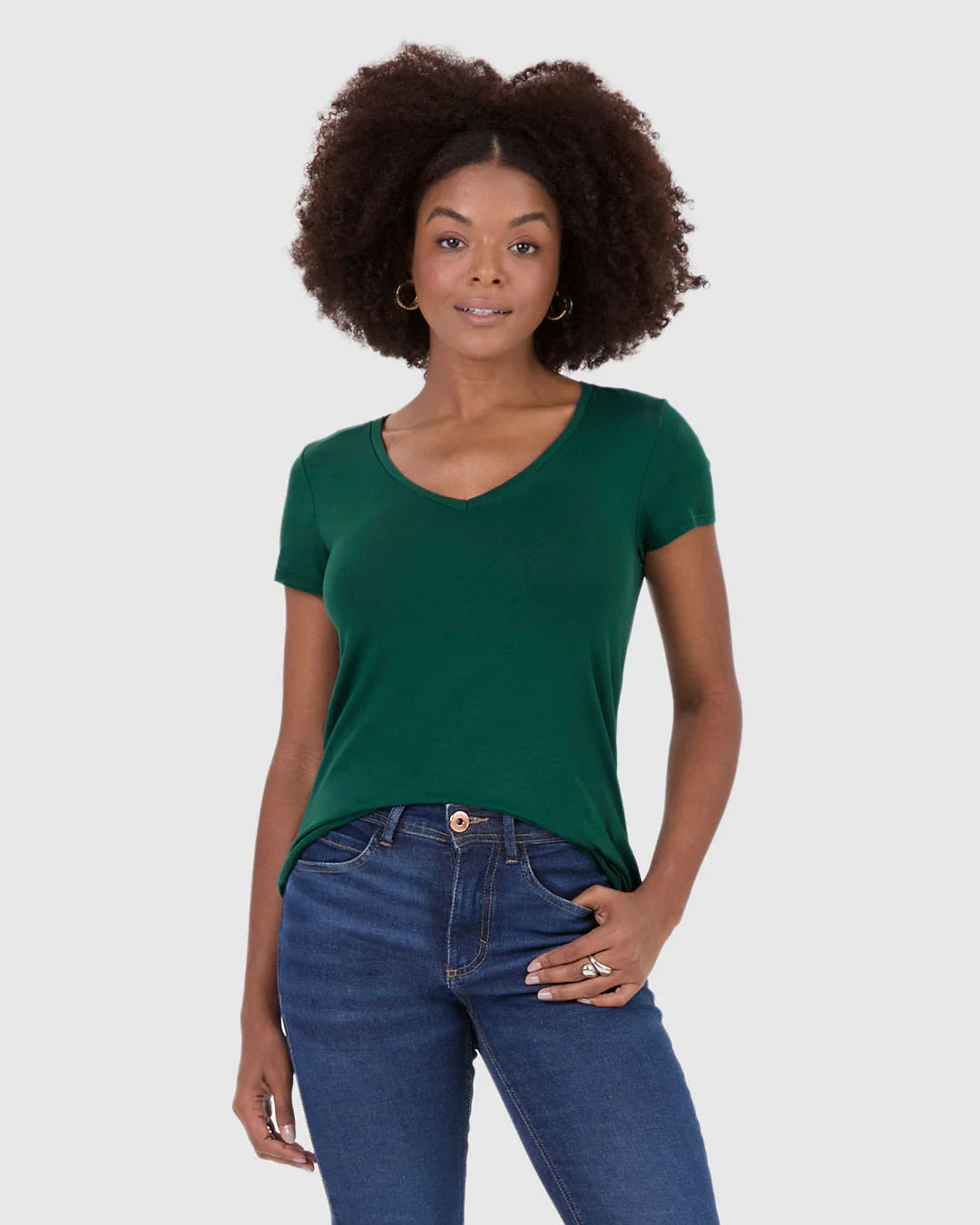 Blusa Básica Feminina Mullet Decote V Em Viscose Stretch