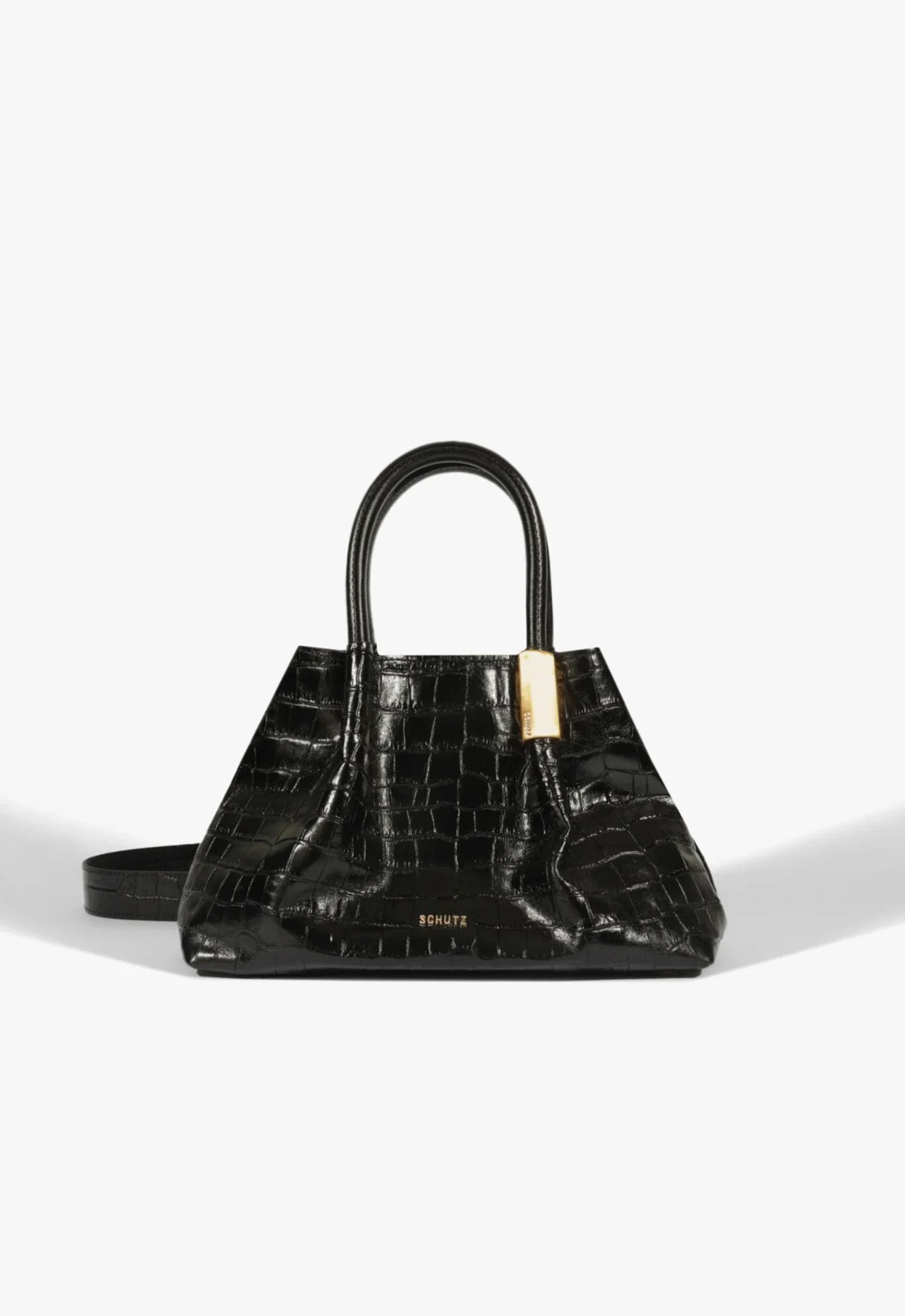 Bolsa Tote Margot Couro Croco Preto