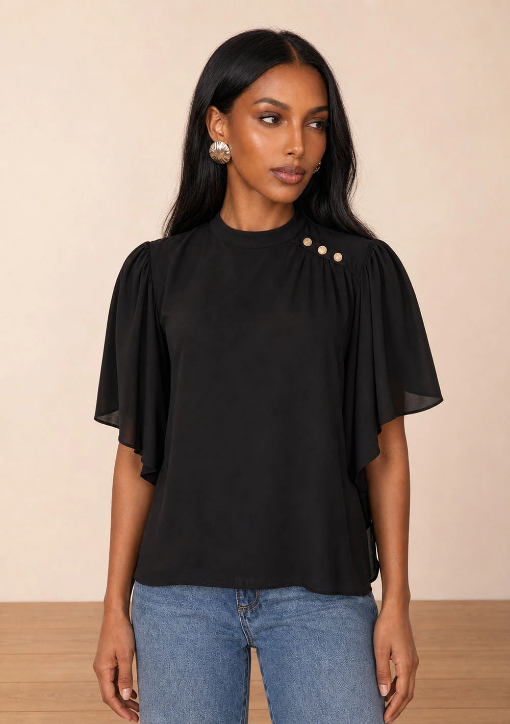 Blusa Gola Alta Nascente Preto