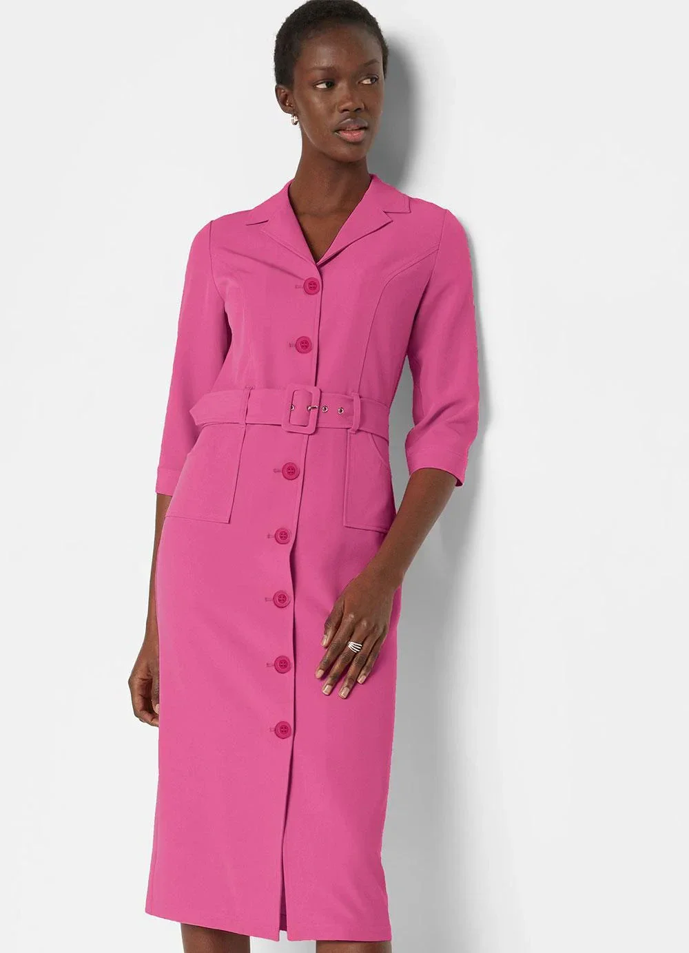 bonprix - Vestido Pink em Crepe Plano