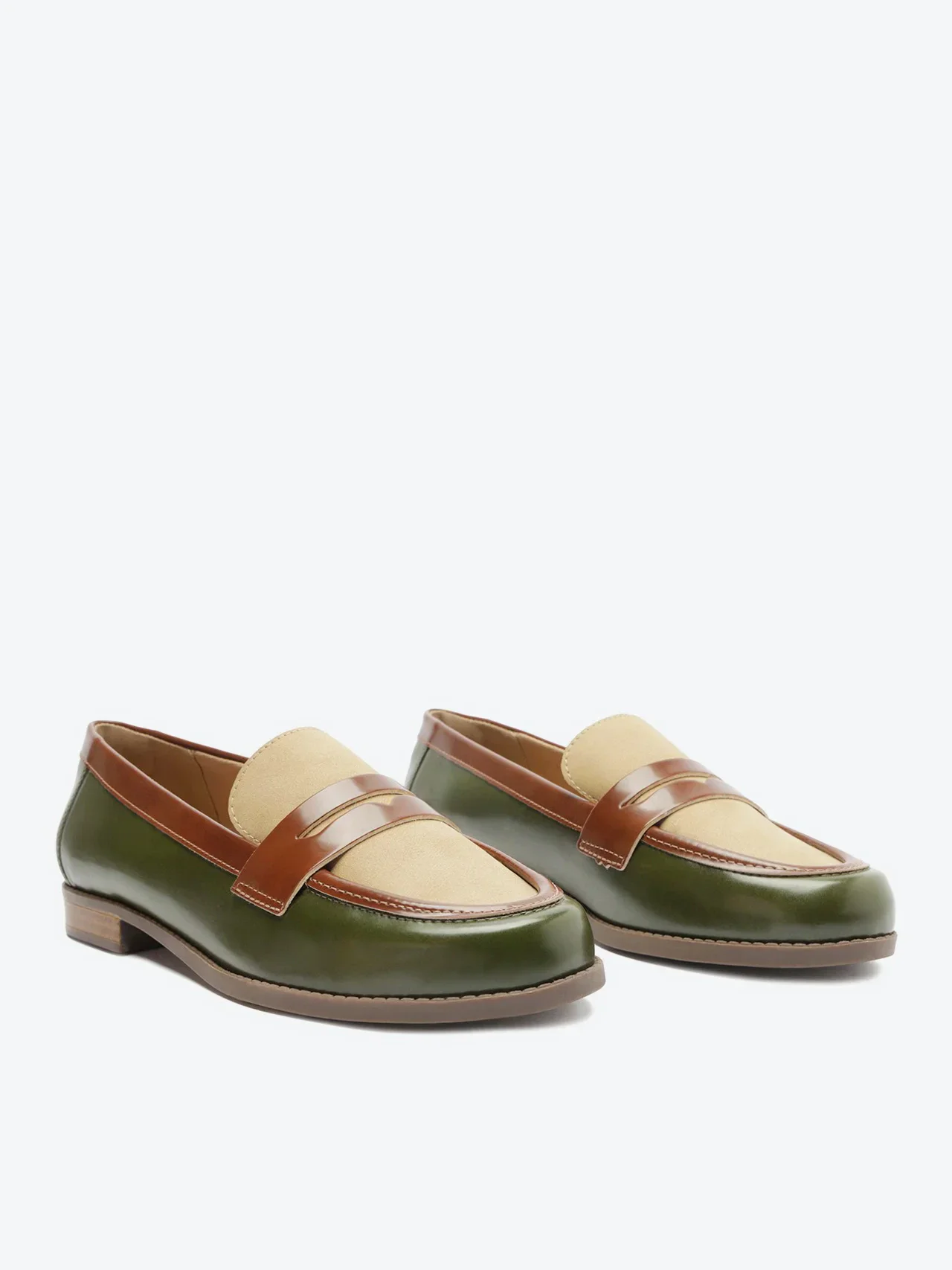 Mocassim Gardena Marrom e Verde e Marrom