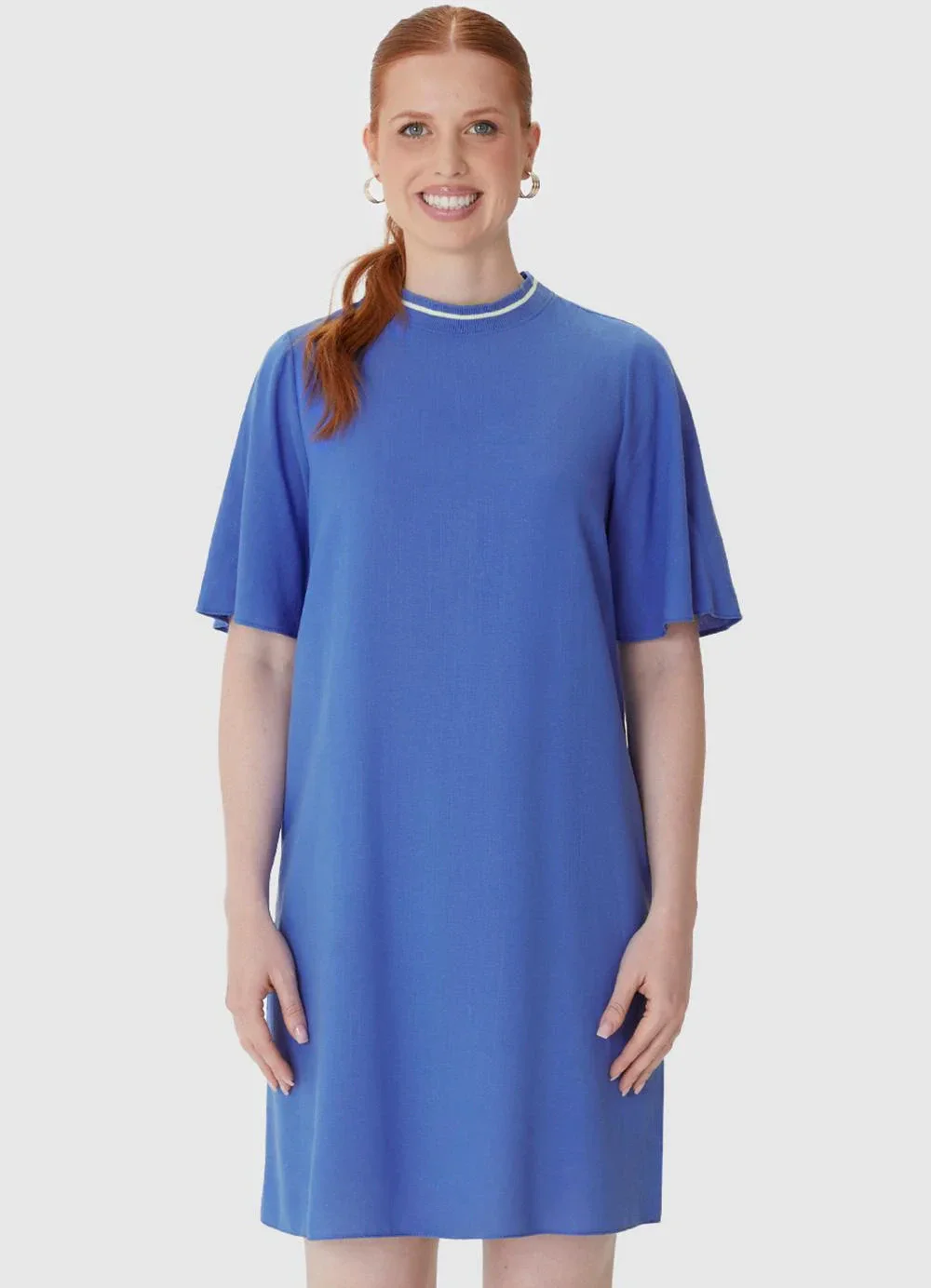 Malwee - Vestido Curto Amplo em Viscolinho Azul Escuro