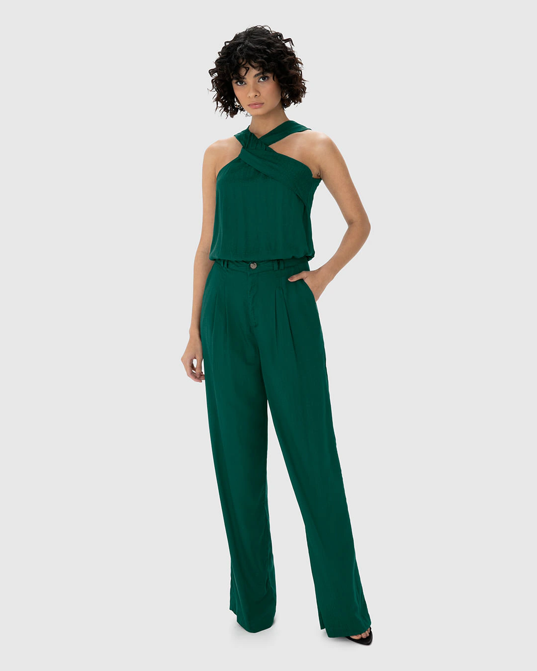 Blusa Balonê Feminina Decote Torcido Em Malha Jacquard - ENFIM