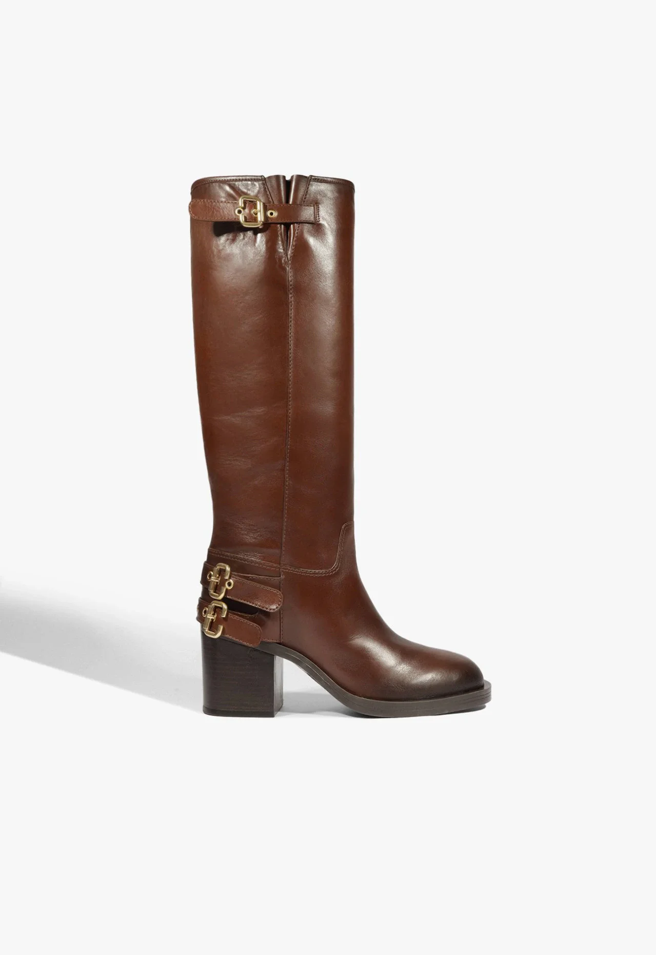 Bota Valen Up Salto Bloco Couro Marrom
