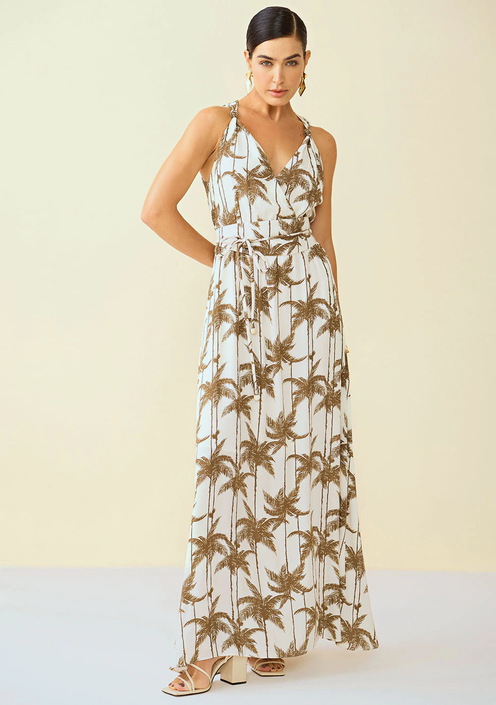 Vestido Maria.Valentina Longo Decote Transpassado Com Faixa Off White