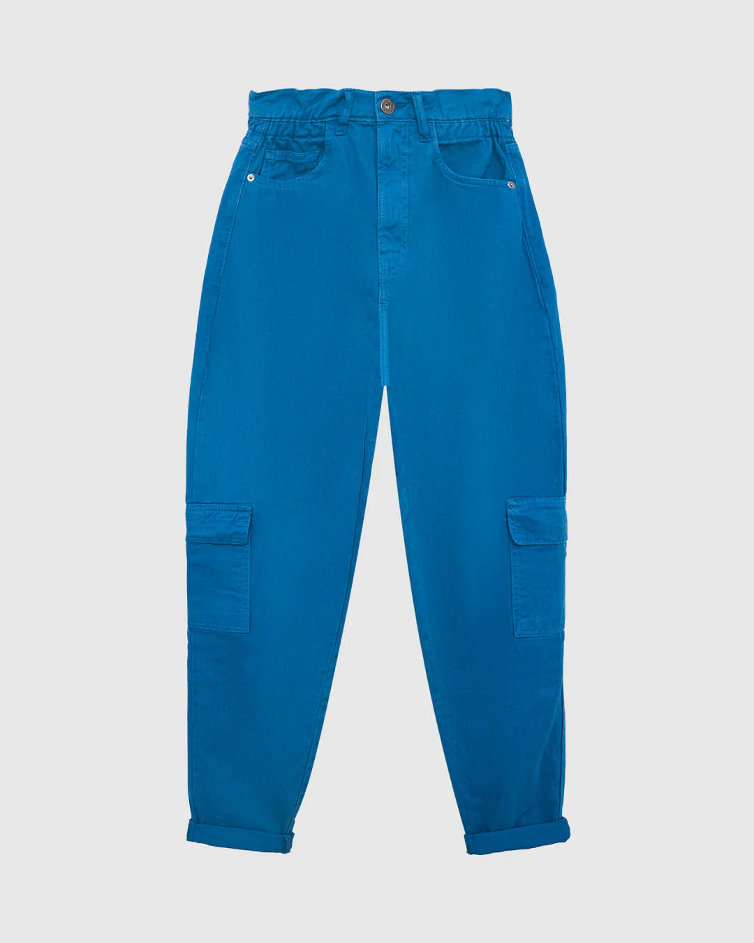 Calça Feminina Slouchy Bolso Lateral Em Sarja 100% Algodão