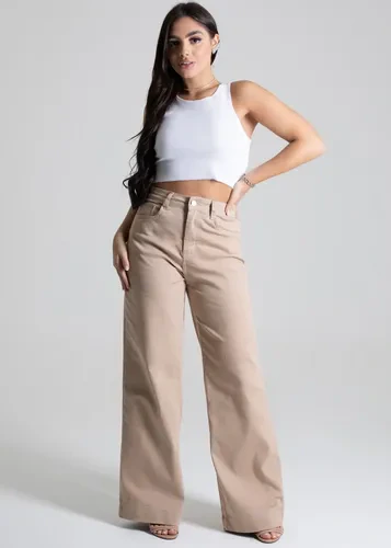 Calça Sawary Wide Leg Cintura Alta Feminina Jeans