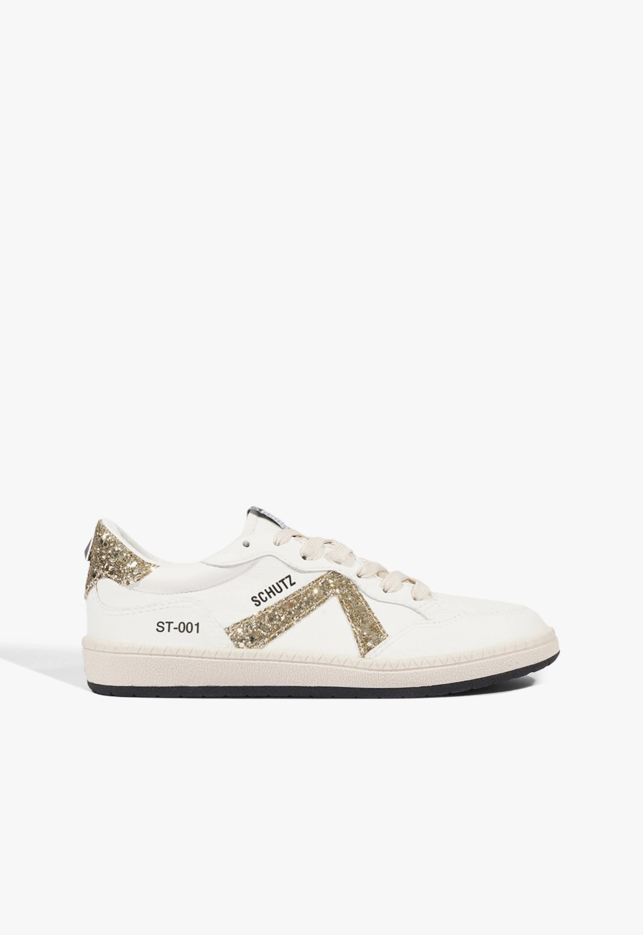 Tênis ST 001 Multineutro Couro Amarração Glitter Dourado