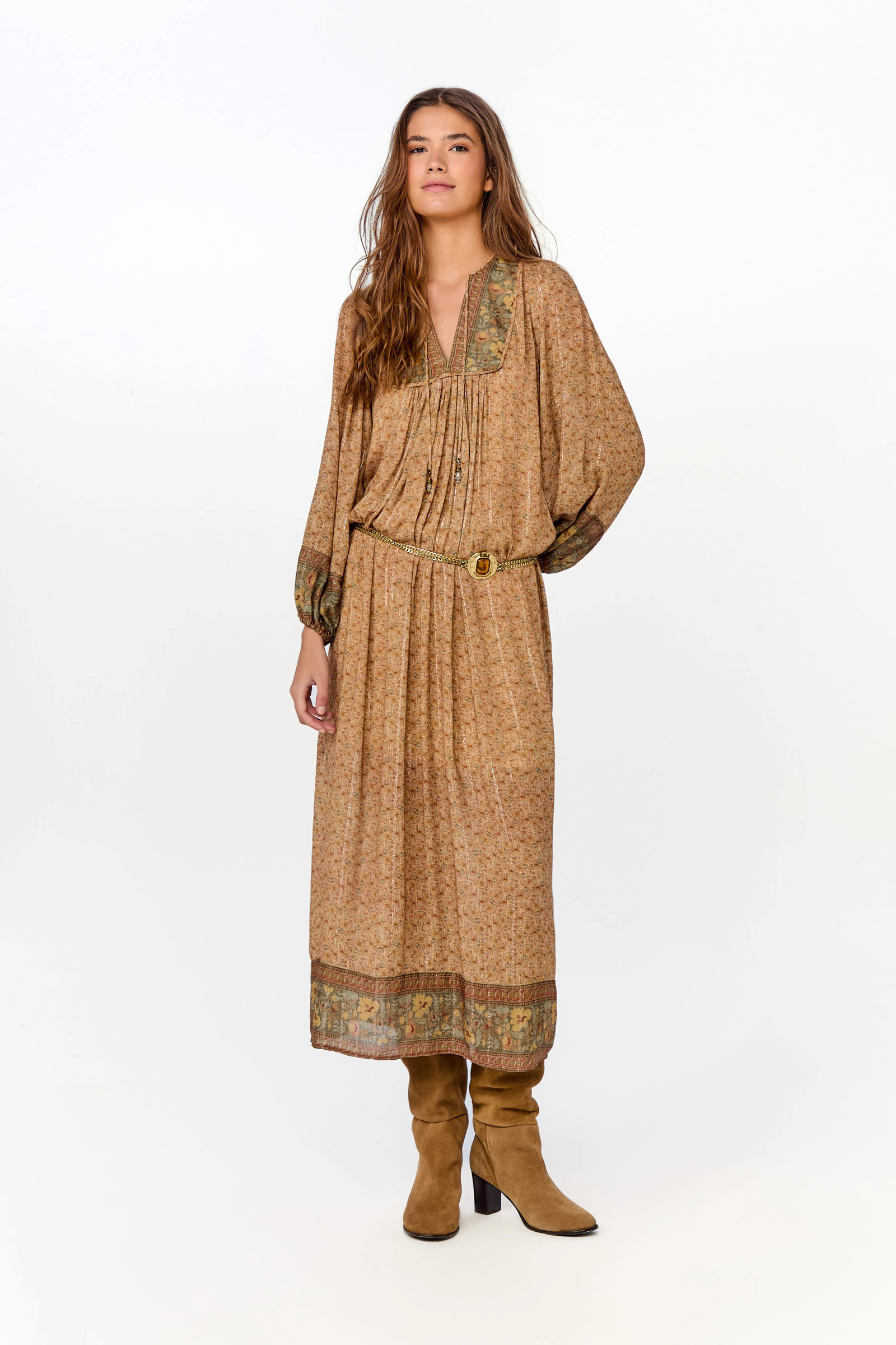 Vestido Longo Mix Estampa Ipe