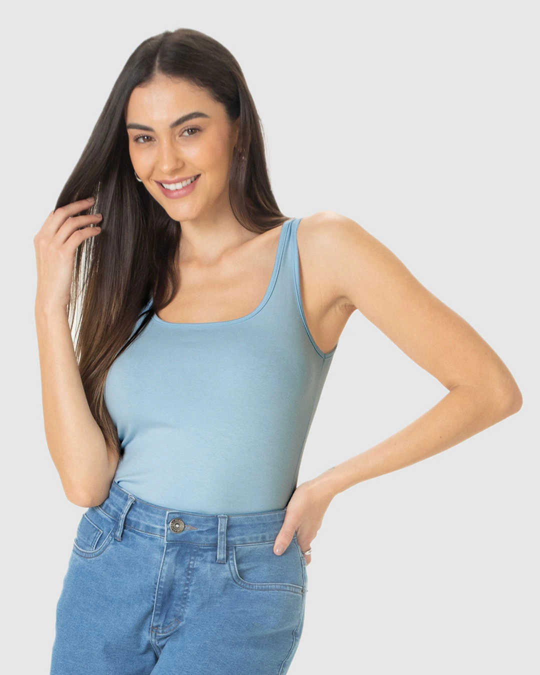 Regata Básica Feminina Alça Média Em Algodão