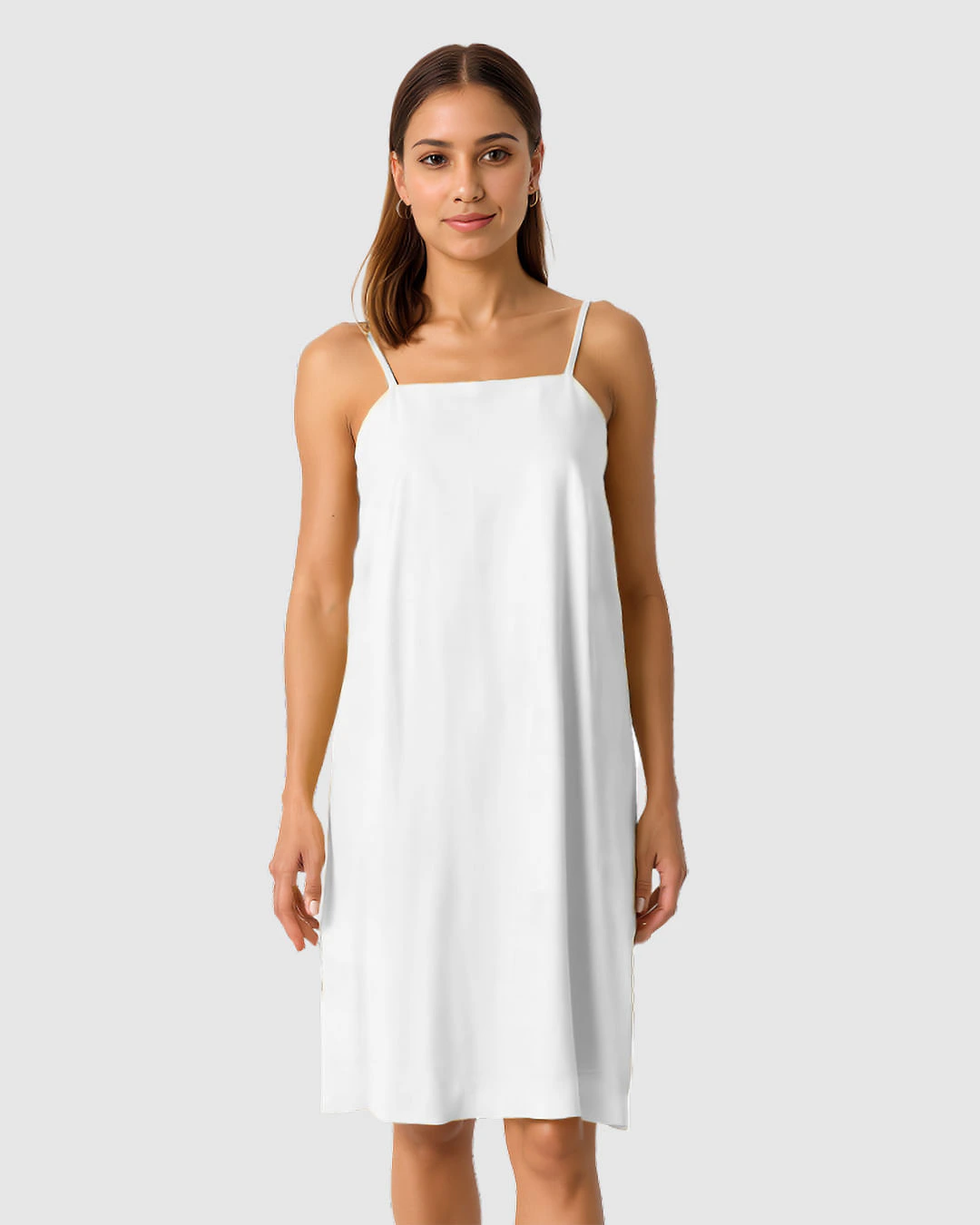 Vestido Feminino Reto Alça Fina Em Crepe De Viscose