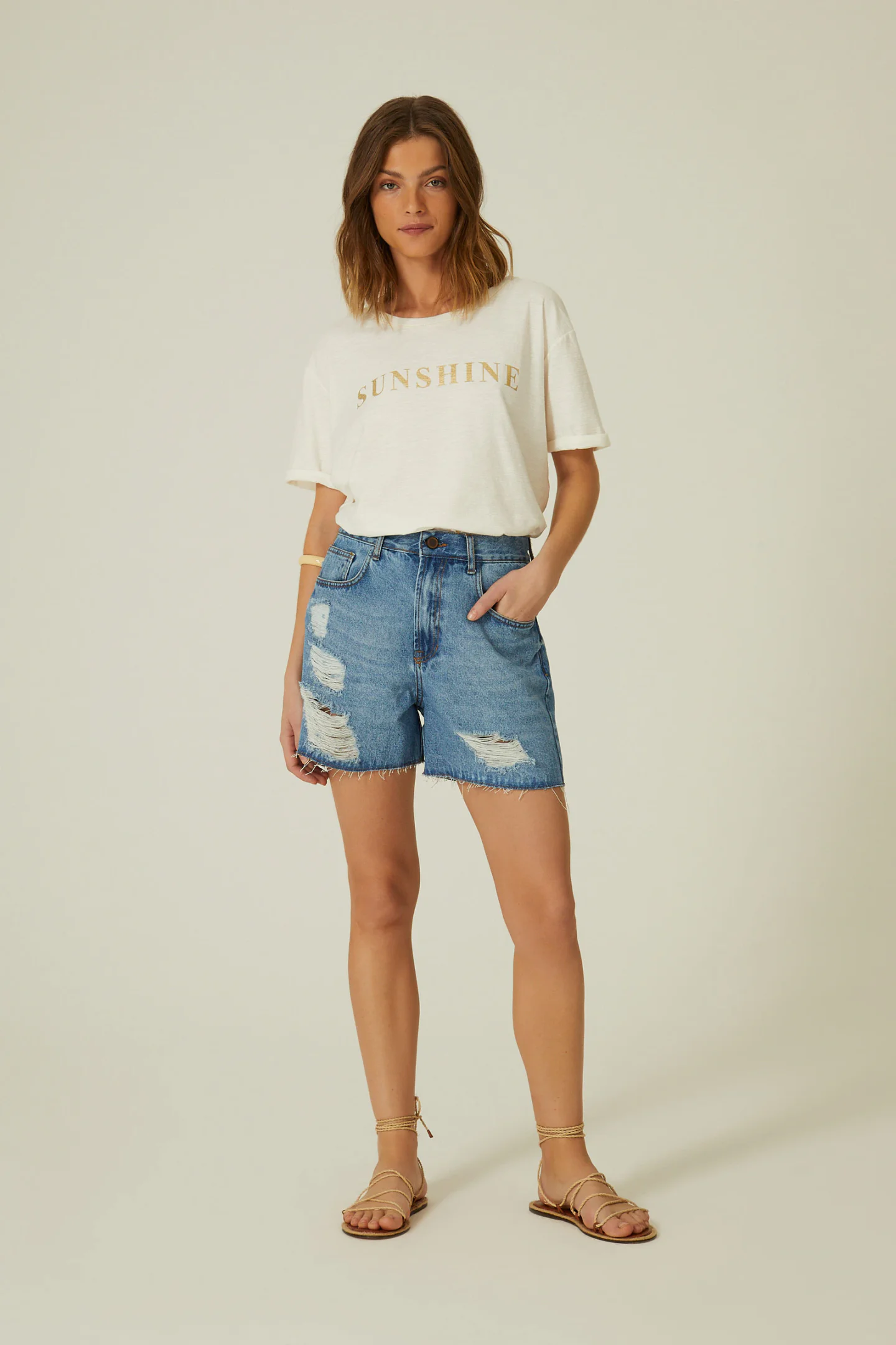 Short Jeans Blue Destroyed