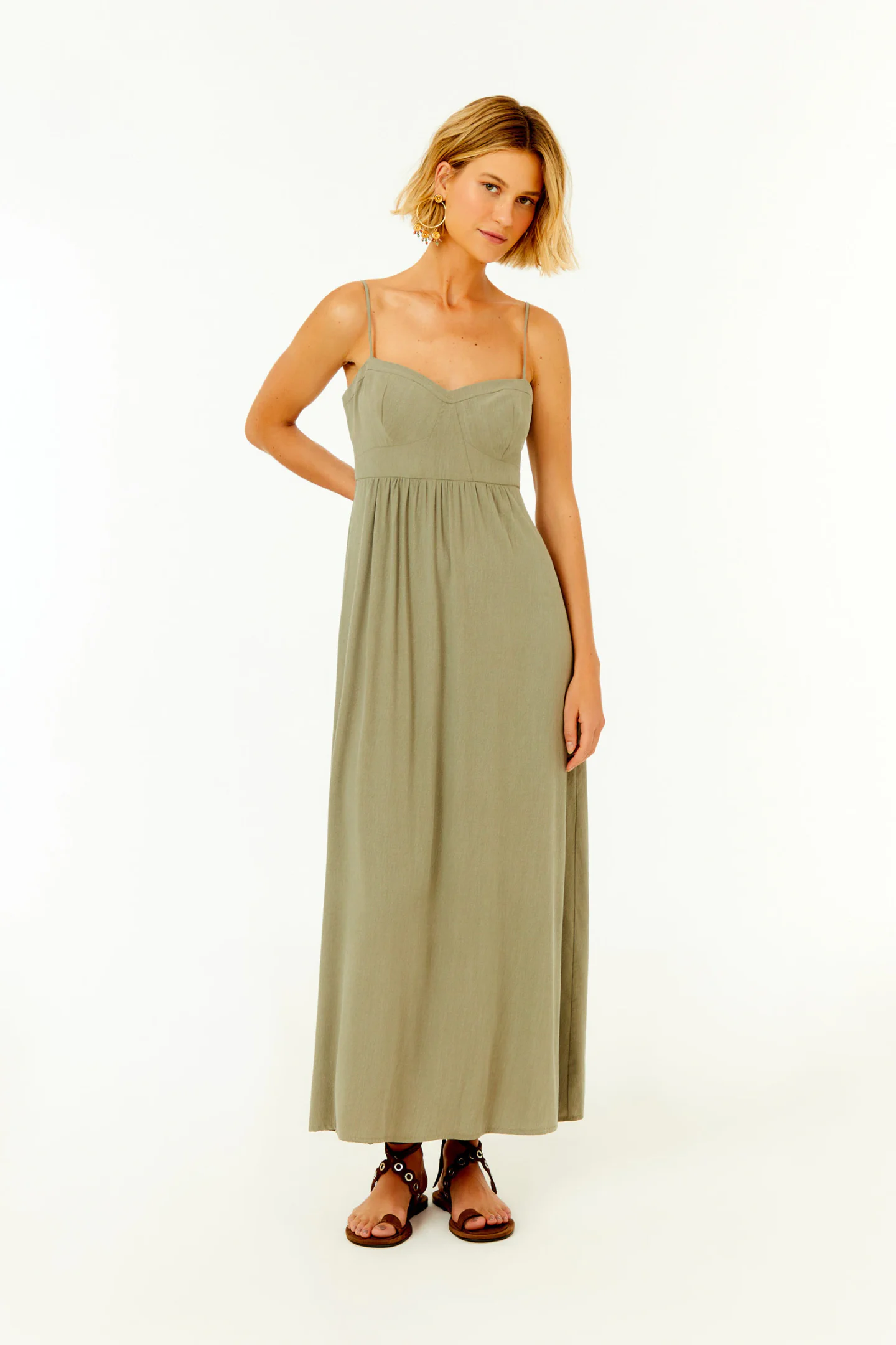 Vestido Midi Recortes Busto