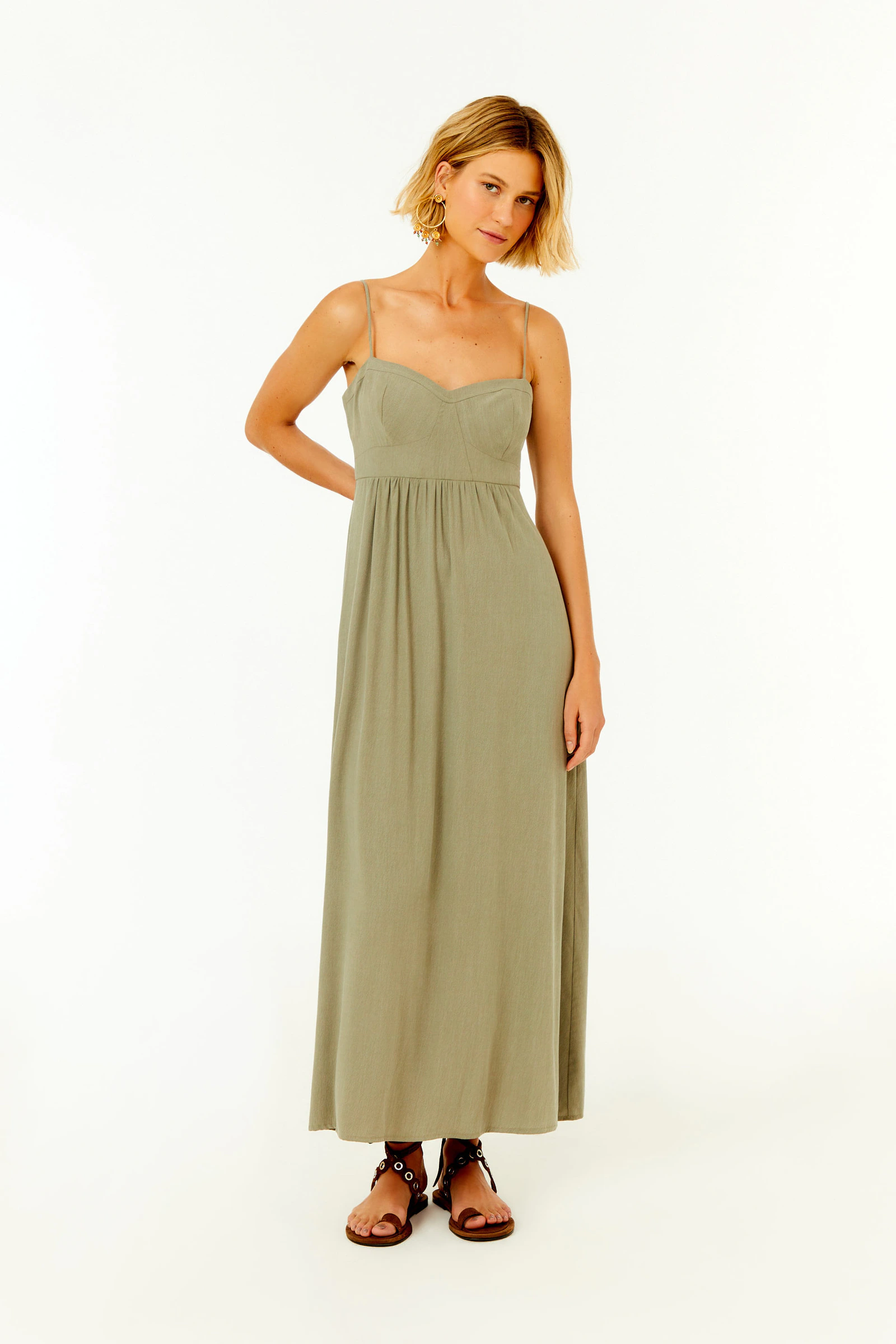 Vestido Midi Recortes Busto