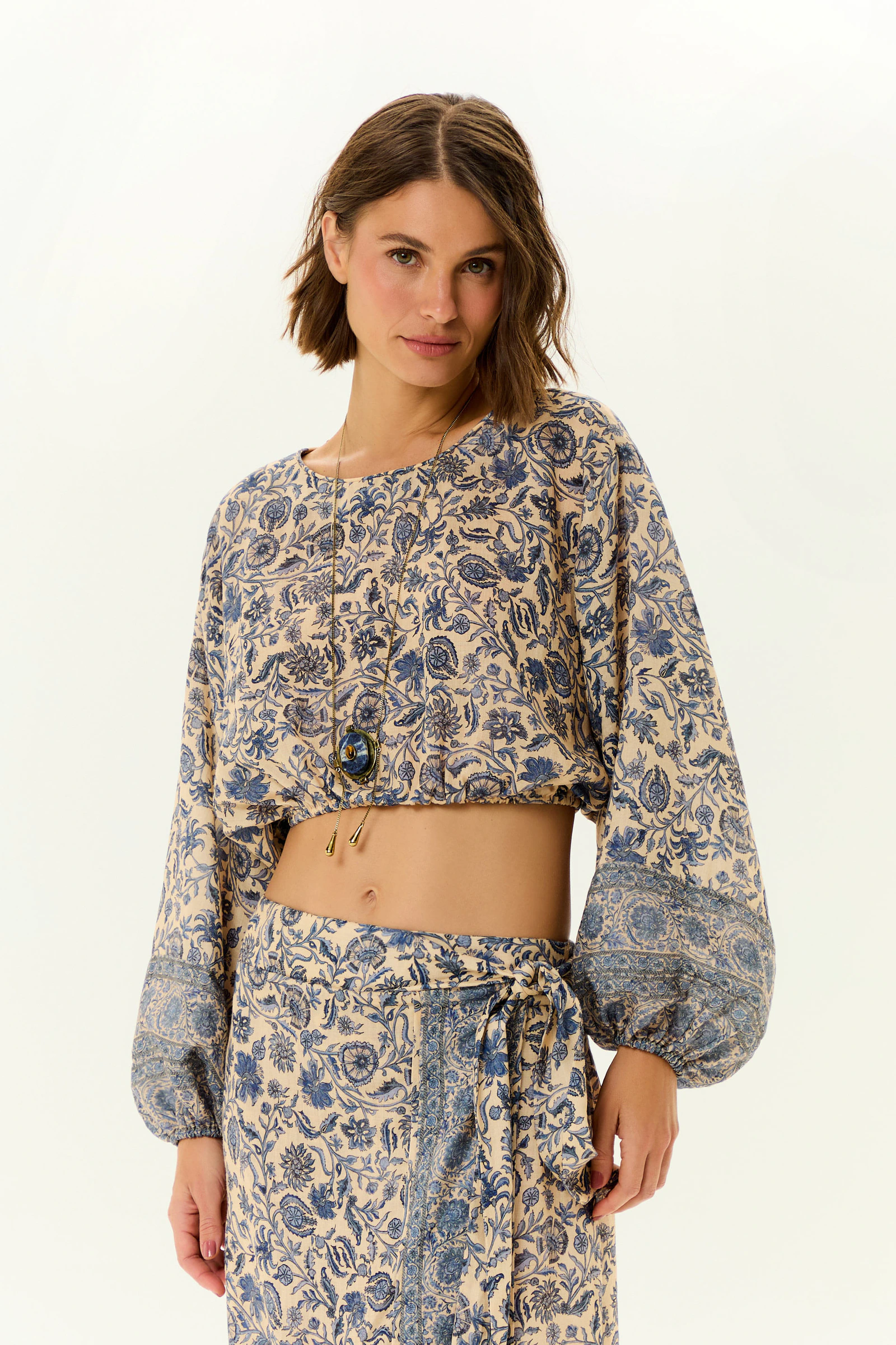 Blusa Cropped Estampa Céu